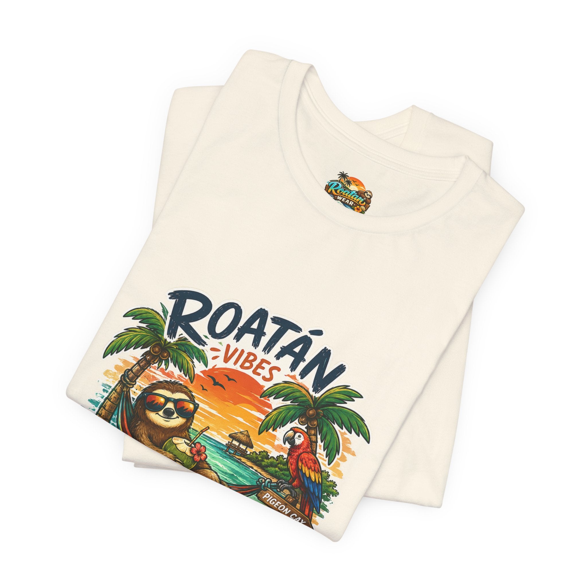 Roatán Vibes Honduras T-Shirt — Tropical Sloth Beach Vacation Tee