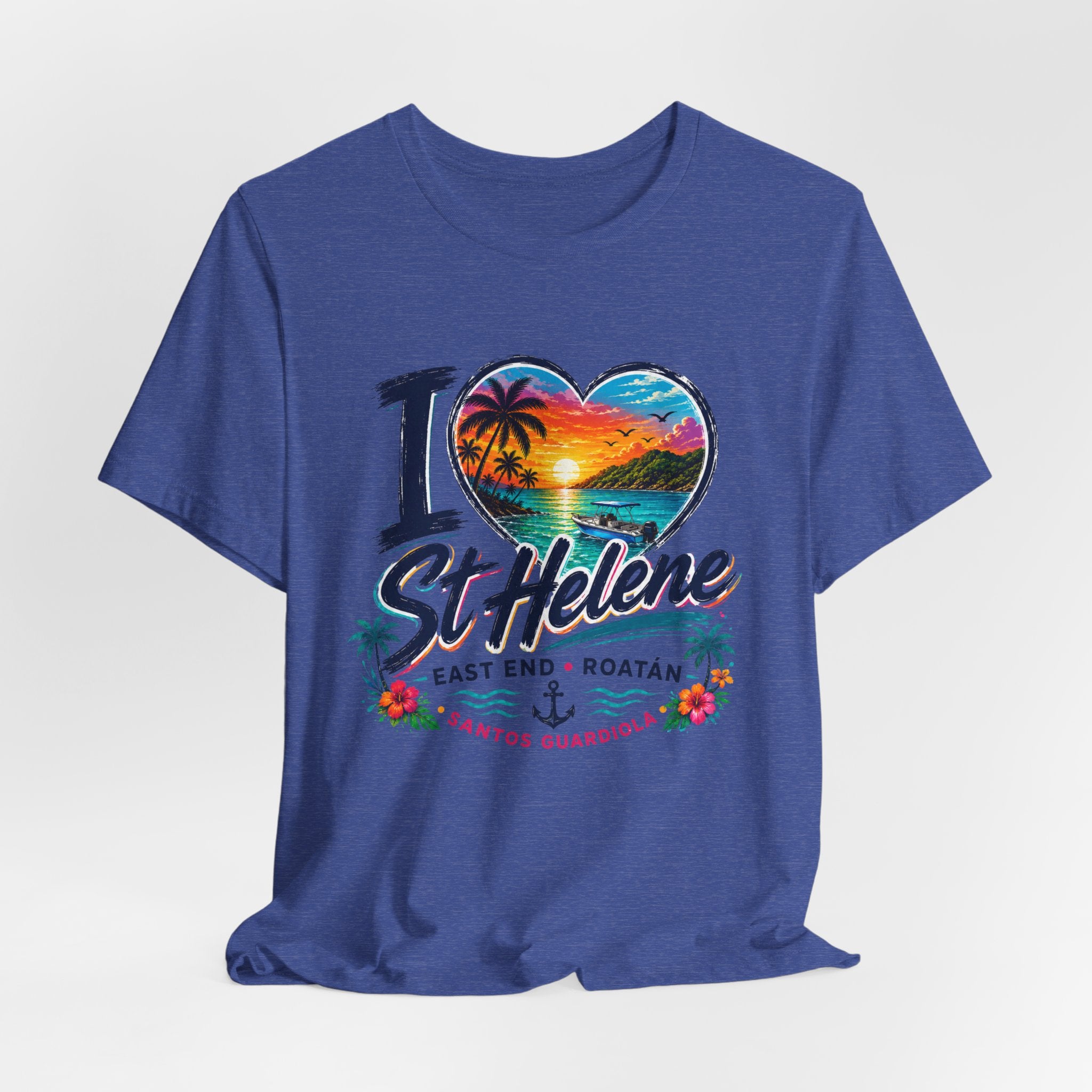 I  St Helene Sunset Beach T-Shirt — East End Roatán Vacation Tee