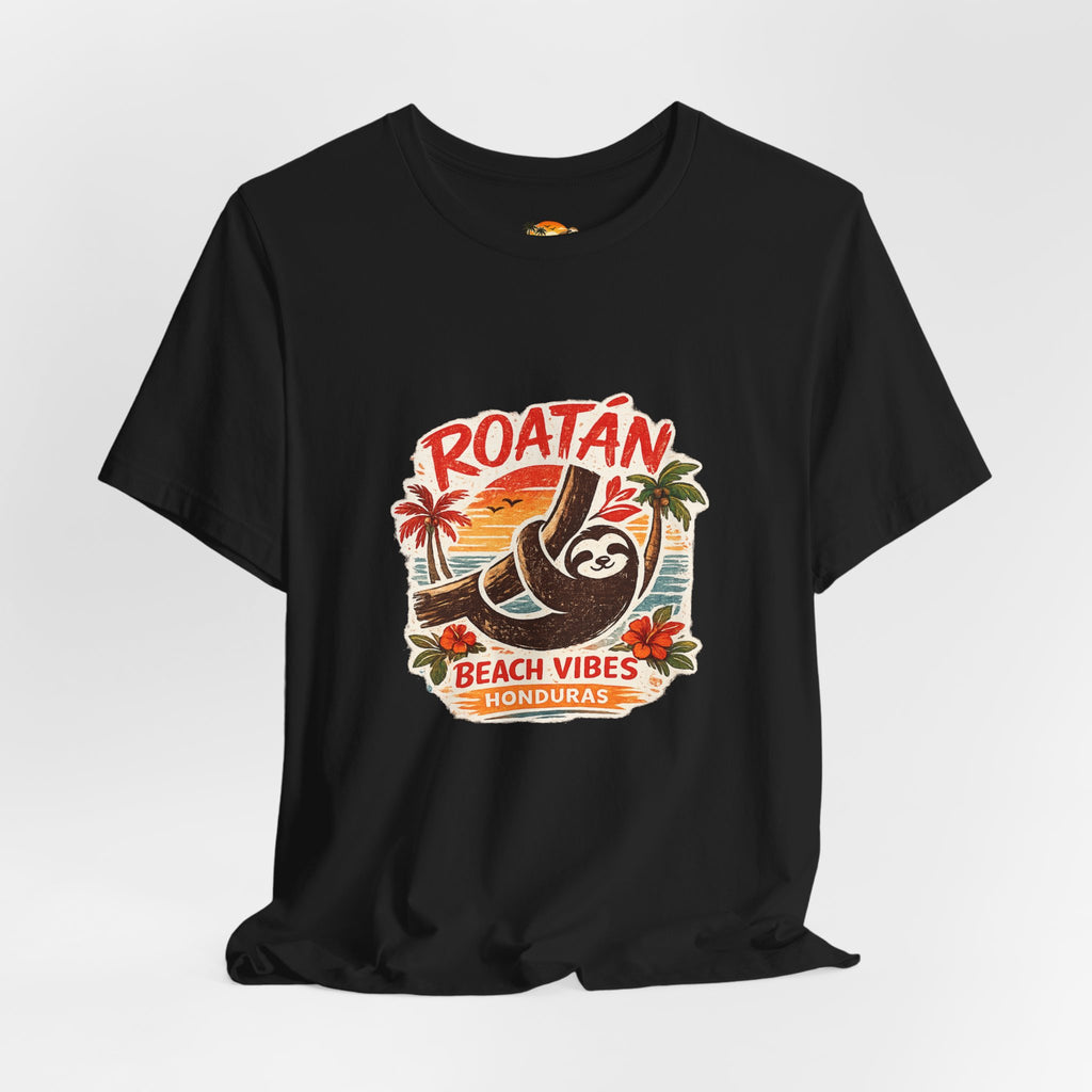 Roatán Beach Vibes Tee — Honduras Sloth Tropical Vacation T-Shirt