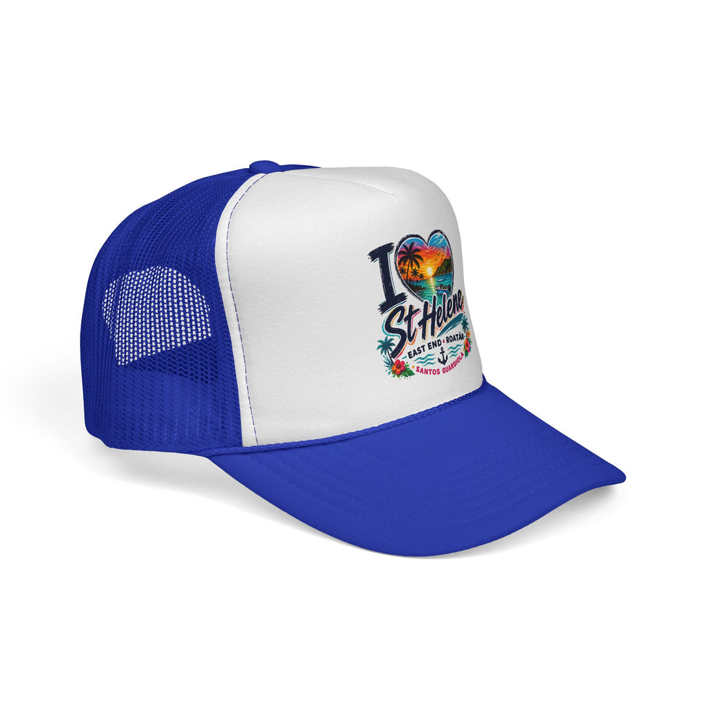 I Heart St. Helene Trucker Cap — Tropical Beach Sunset Hat