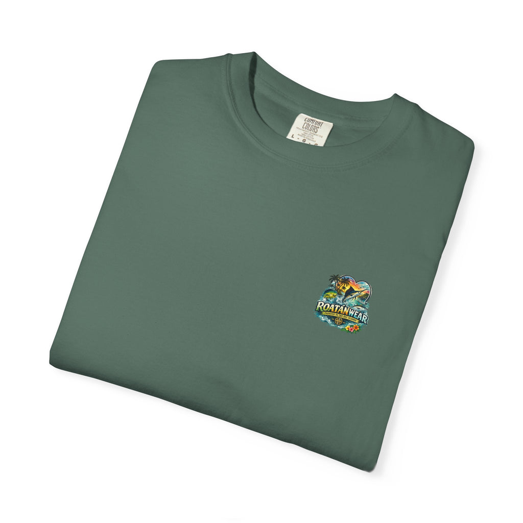 Roatan Beach T-Shirt — Tropical Dolphin Sunset Tee