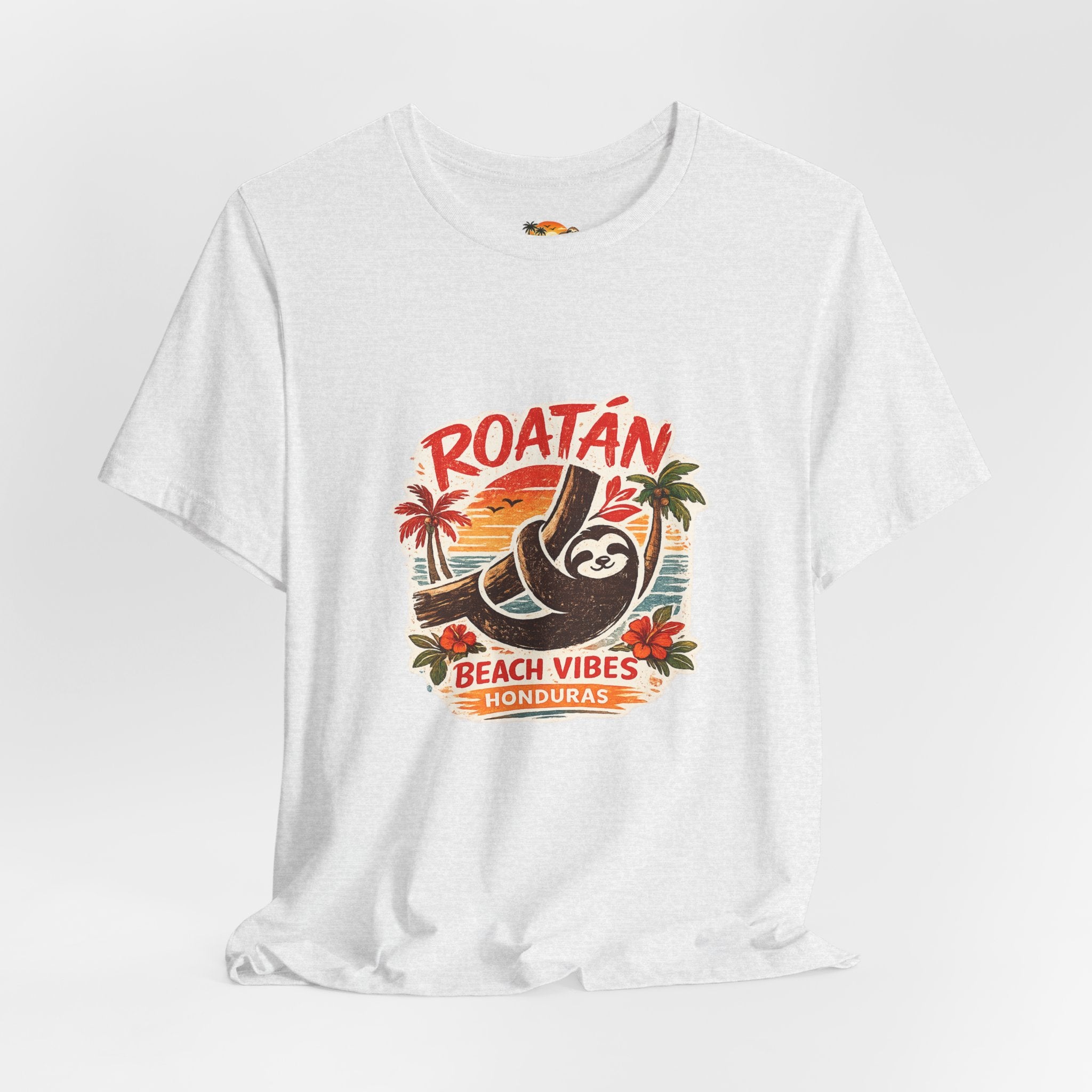 Roatán Beach Vibes Tee — Honduras Sloth Tropical Vacation T-Shirt