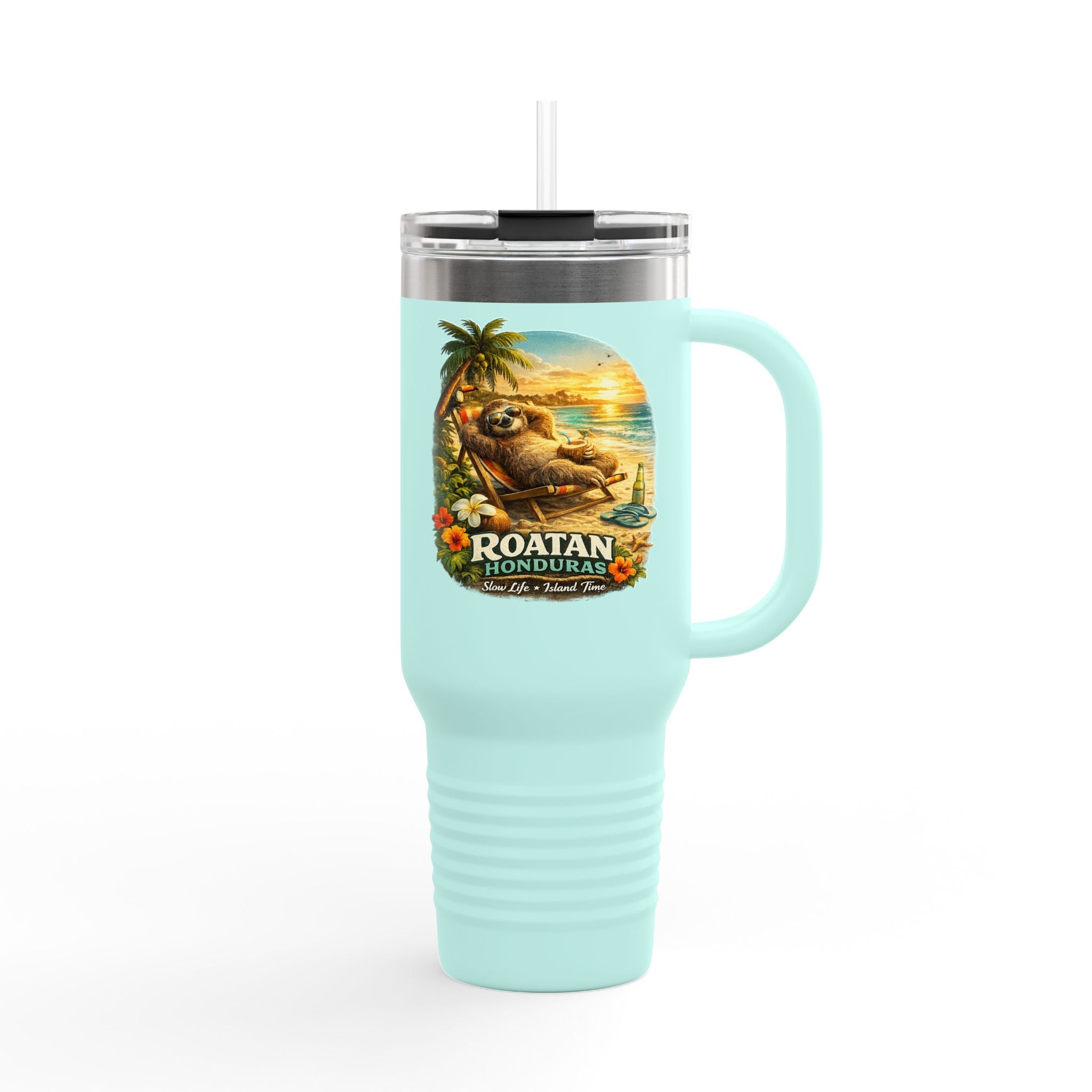Roatan Honduras Tropical Sloth 40oz Insulated Travel Mug