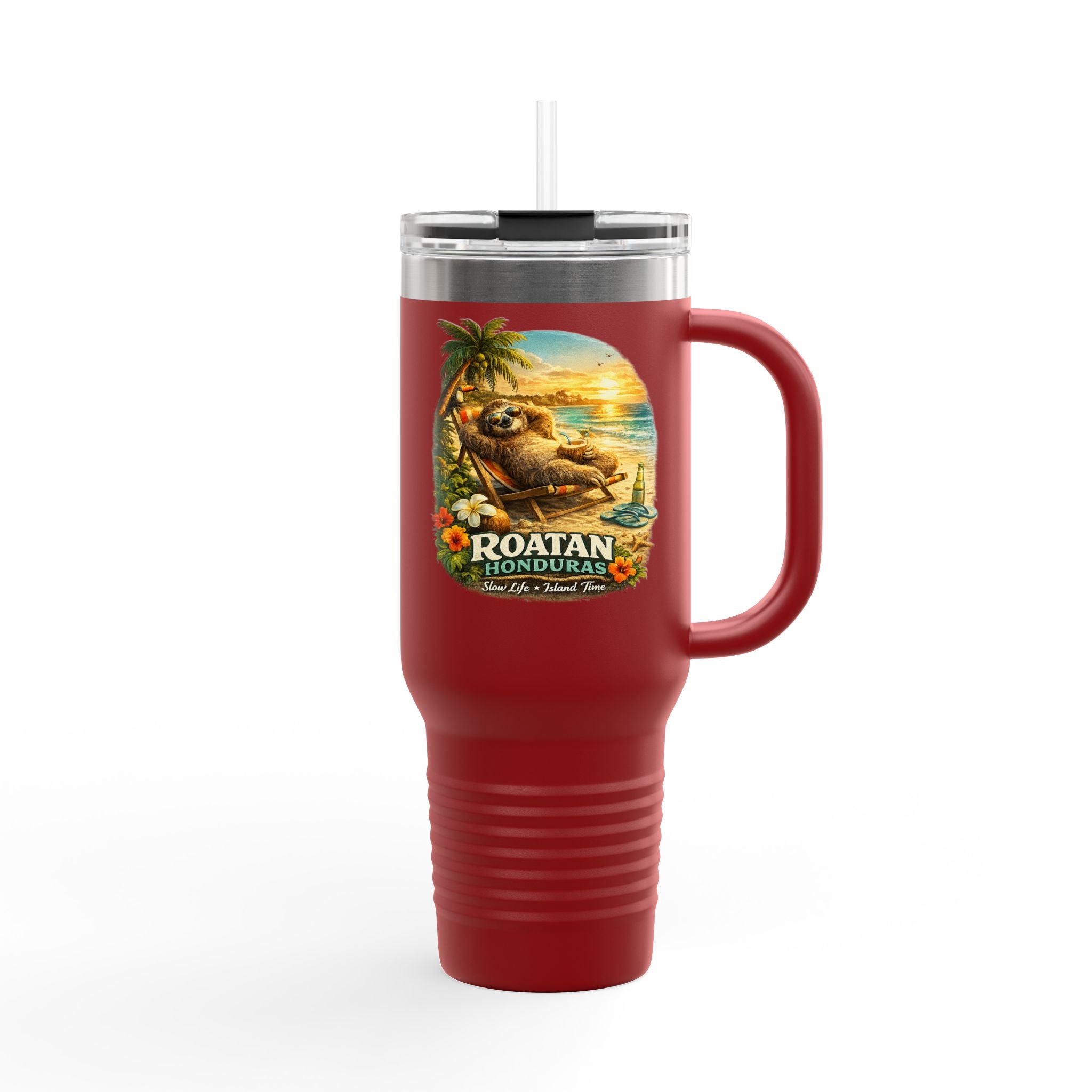 Roatan Honduras Tropical Sloth 40oz Insulated Travel Mug