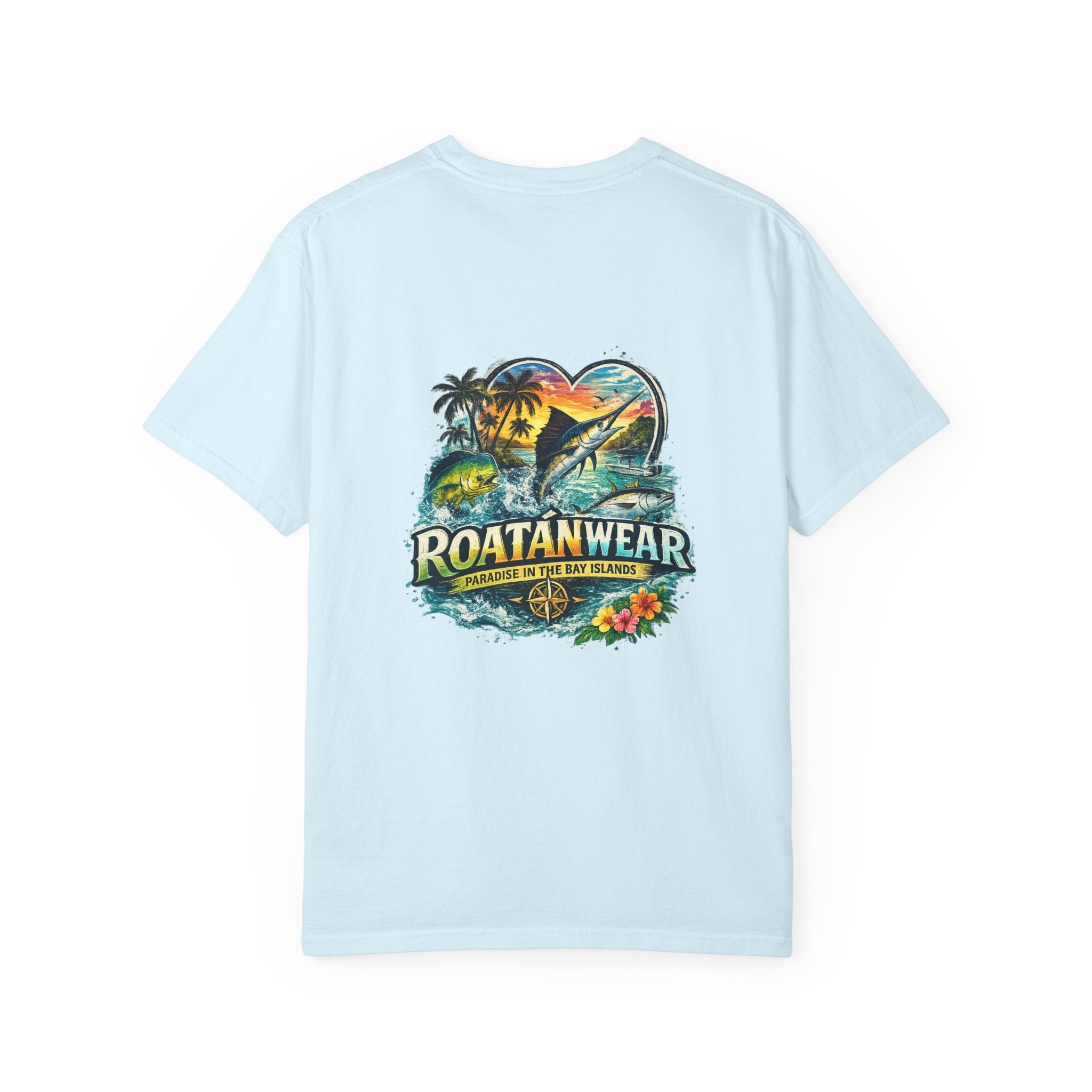 Roatan Beach T-Shirt — Tropical Dolphin Sunset Tee