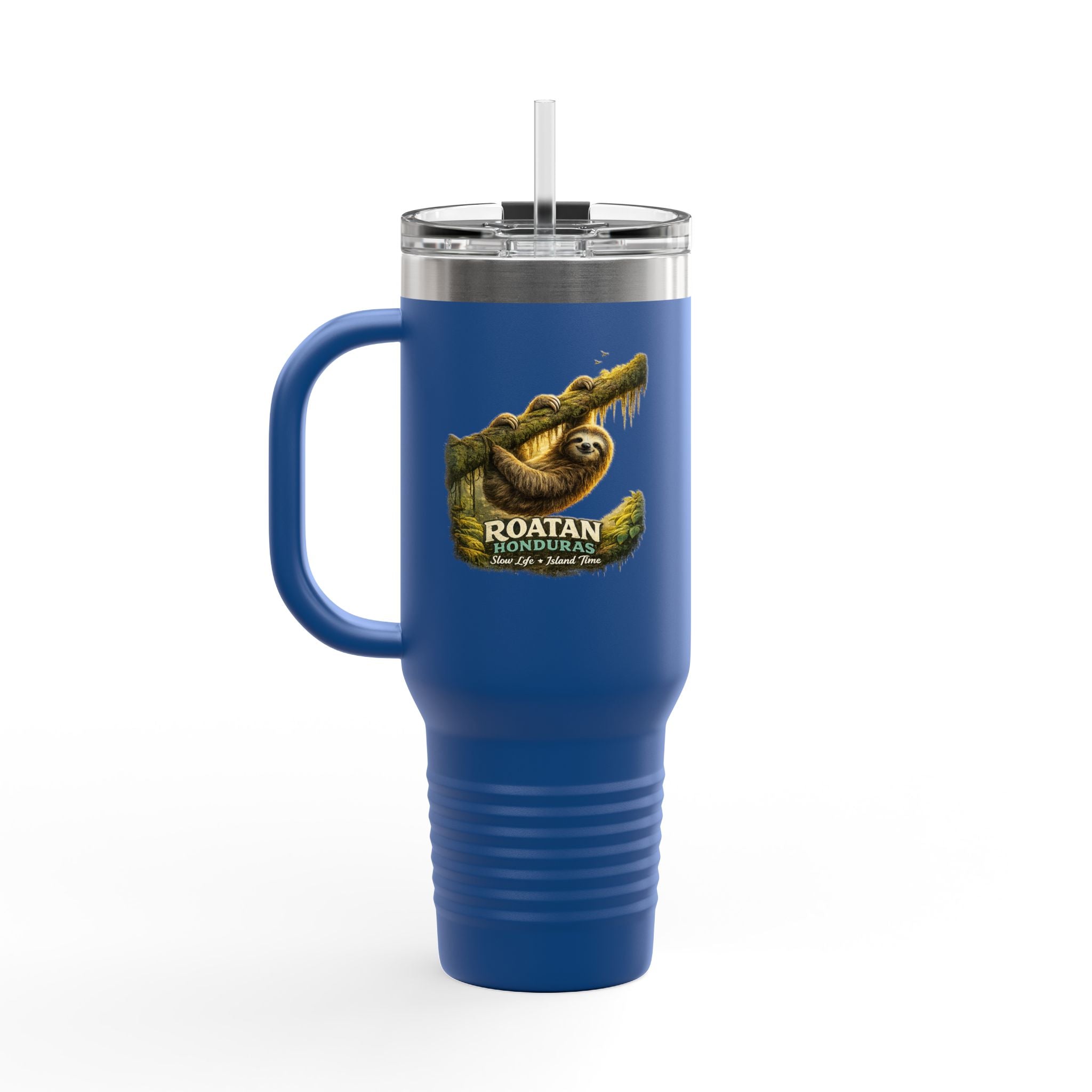 Roatán Sloth 40oz Insulated Travel Mug — Tropical Wildlife Coffee Tumbler