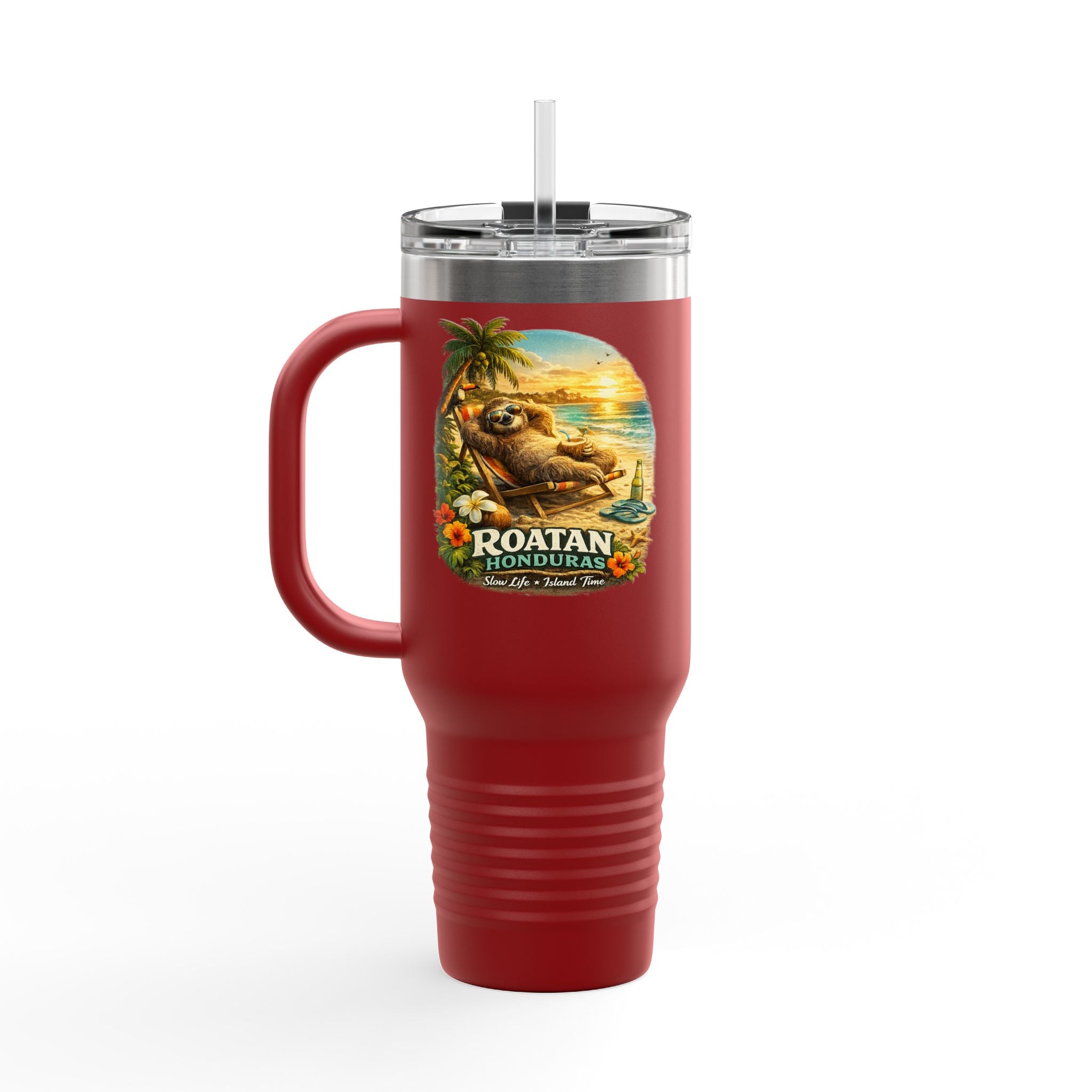 Roatan Honduras Tropical Sloth 40oz Insulated Travel Mug