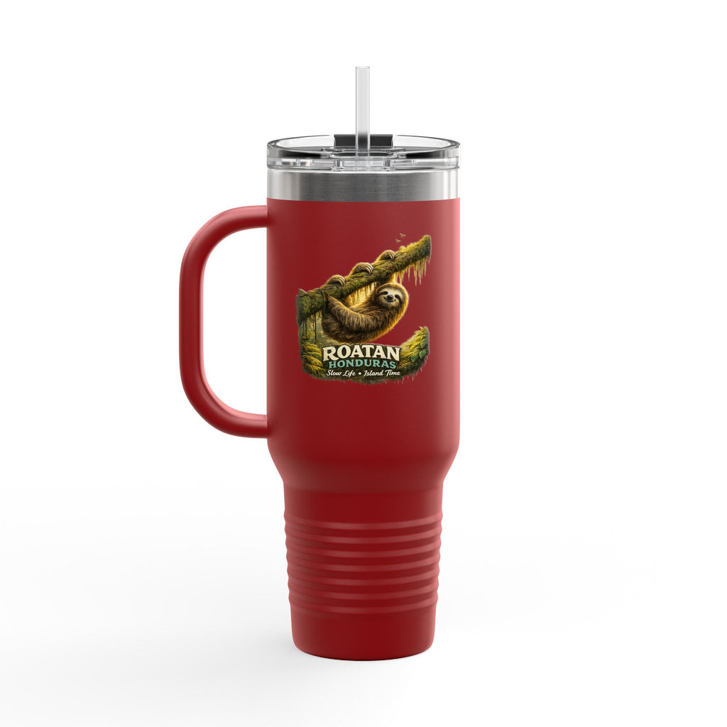 Roatán Sloth 40oz Insulated Travel Mug — Tropical Wildlife Coffee Tumbler