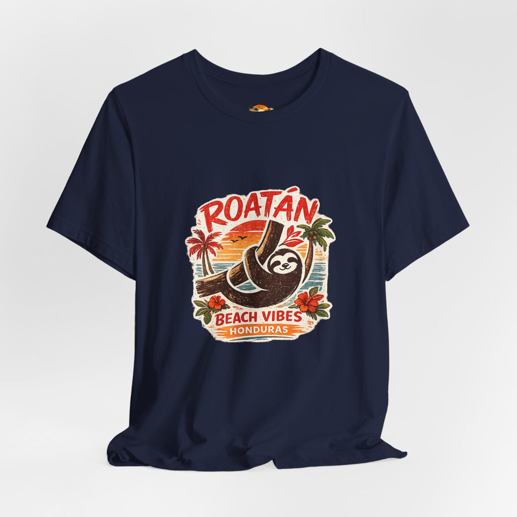 Roatán Beach Vibes Tee — Honduras Sloth Tropical Vacation T-Shirt