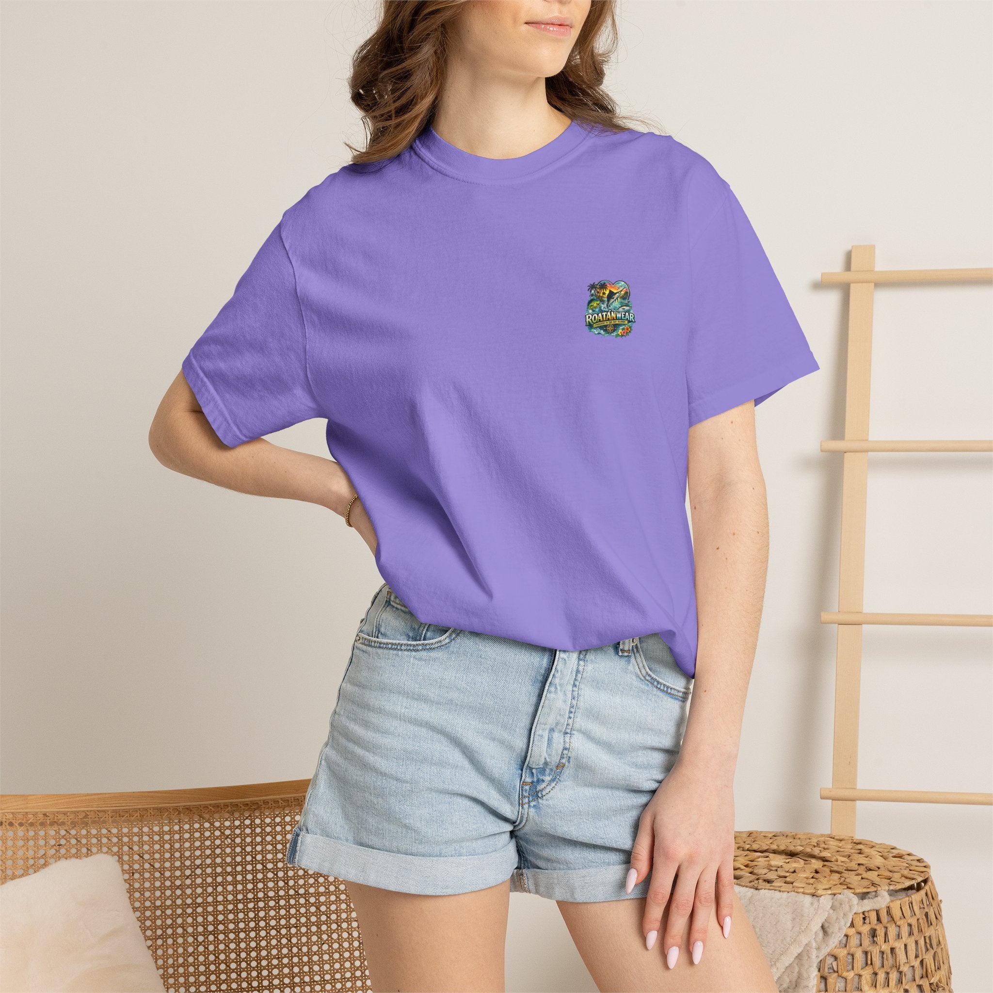 Roatan Beach T-Shirt — Tropical Dolphin Sunset Tee