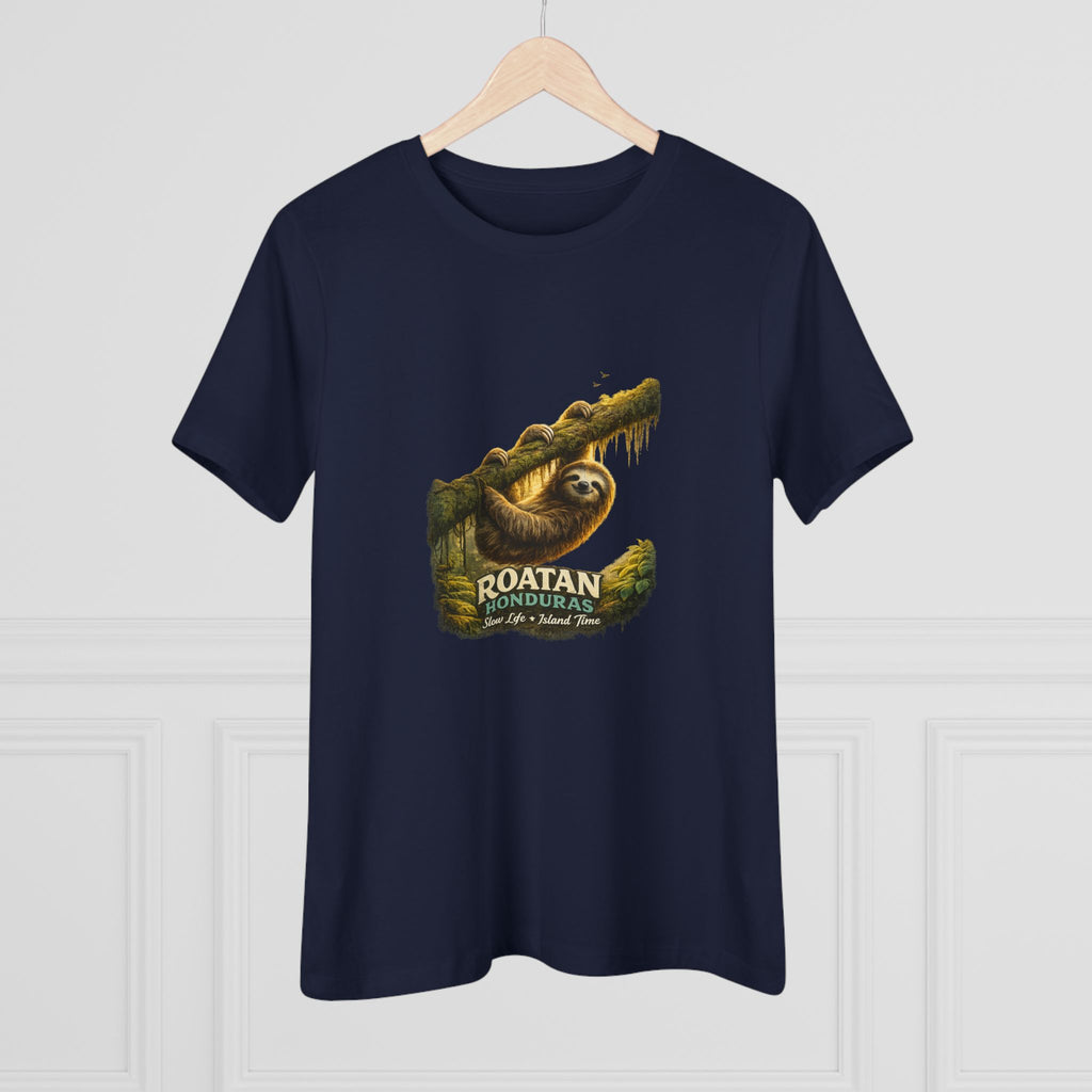 Roatan Sloth Graphic Tee - Women's Travel Souvenir T-Shirt