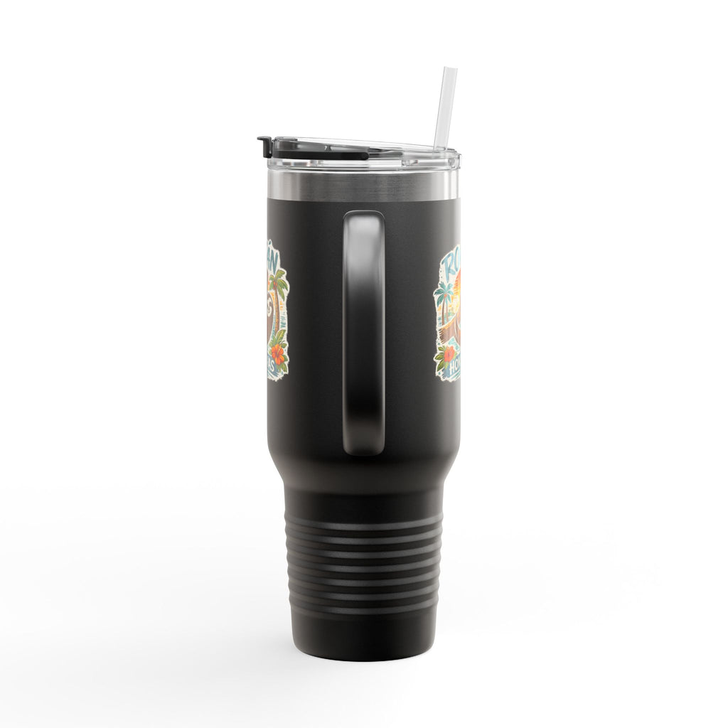 Roatán Honduras Travel Mug 40oz — Tropical Palm & Sloth Insulated Tumbler