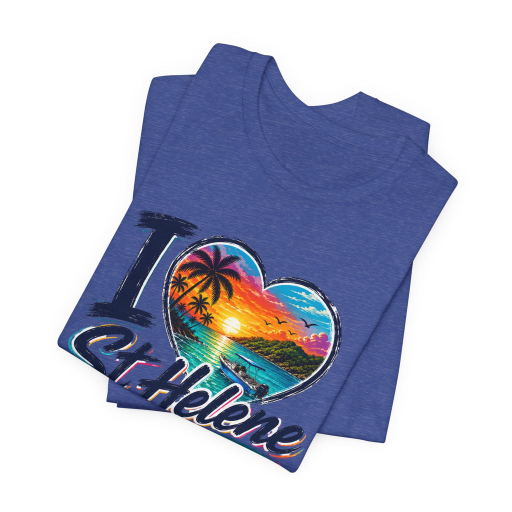 I  St Helene Sunset Beach T-Shirt — East End Roatán Vacation Tee