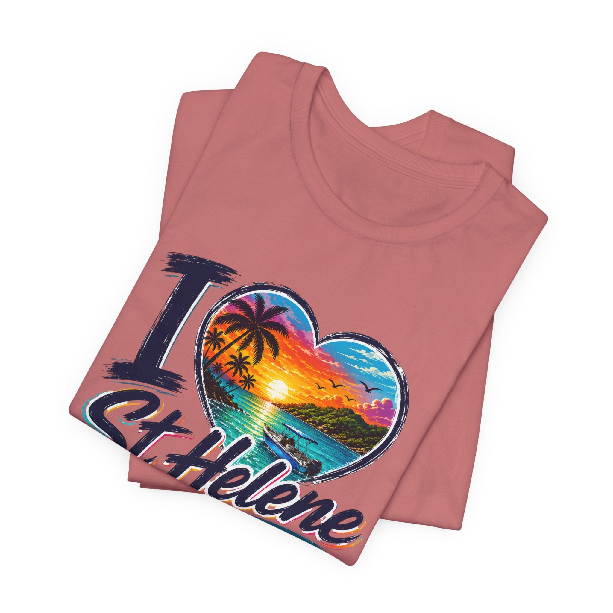 I  St Helene Sunset Beach T-Shirt — East End Roatán Vacation Tee