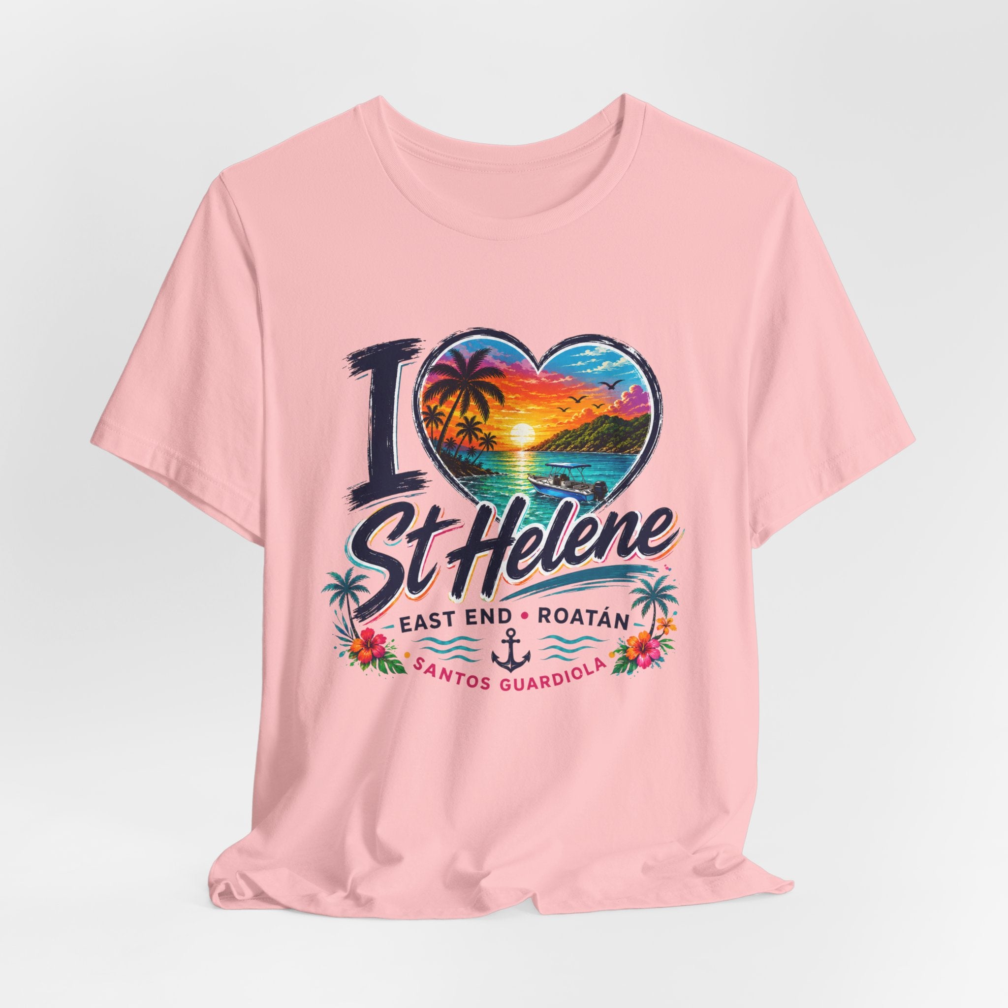I  St Helene Sunset Beach T-Shirt — East End Roatán Vacation Tee