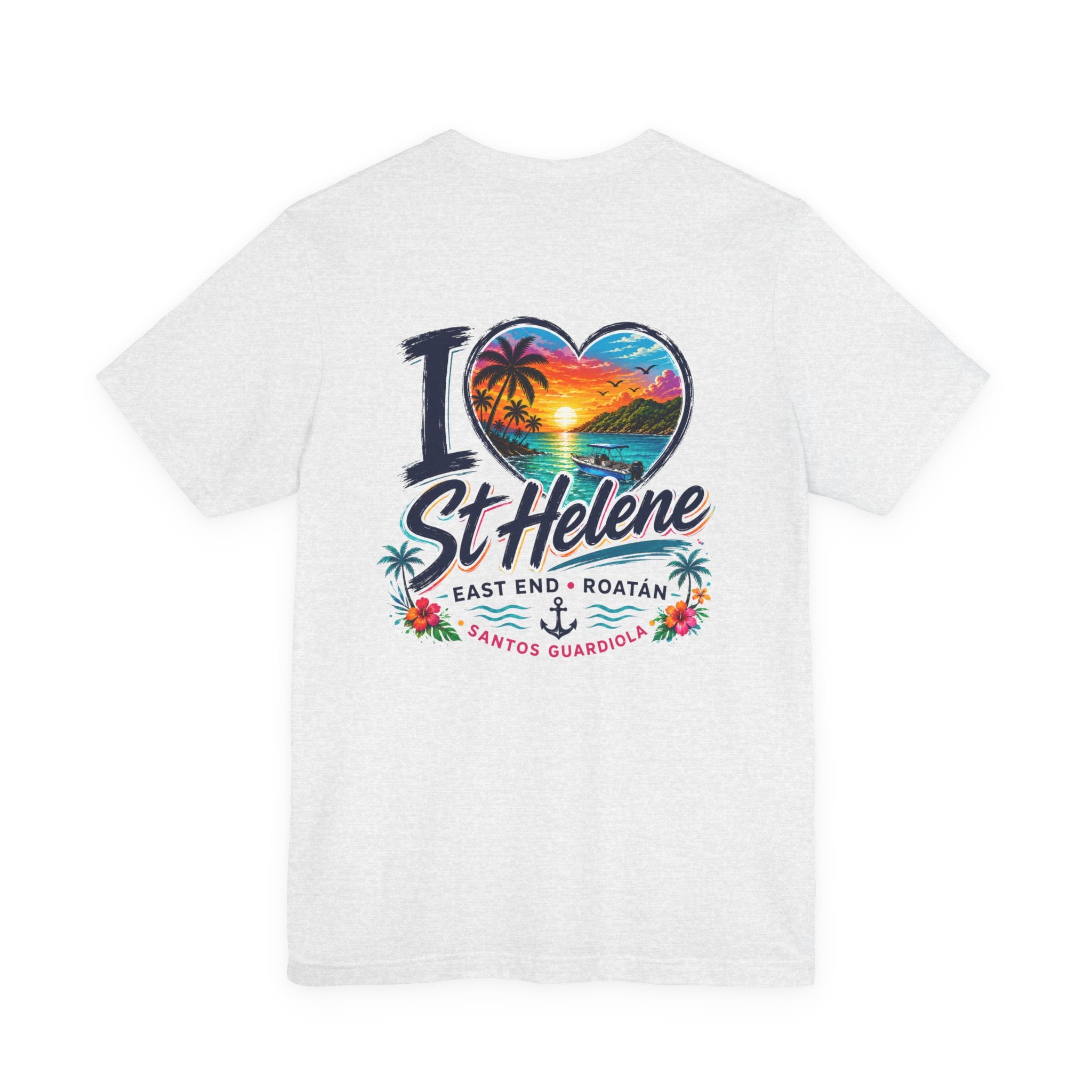 I  St Helene Sunset Beach T-Shirt — East End Roatán Vacation Tee