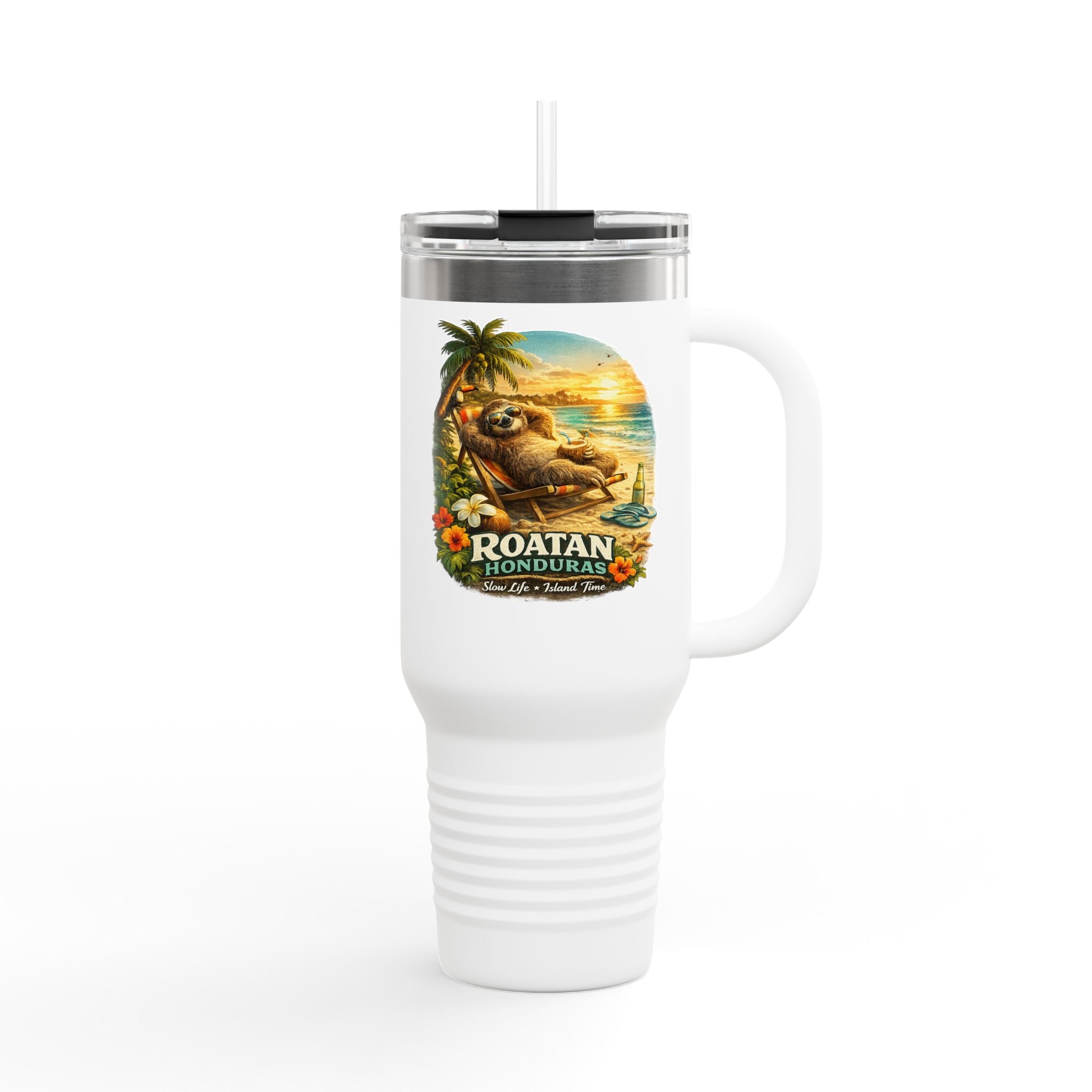 Roatan Honduras Tropical Sloth 40oz Insulated Travel Mug