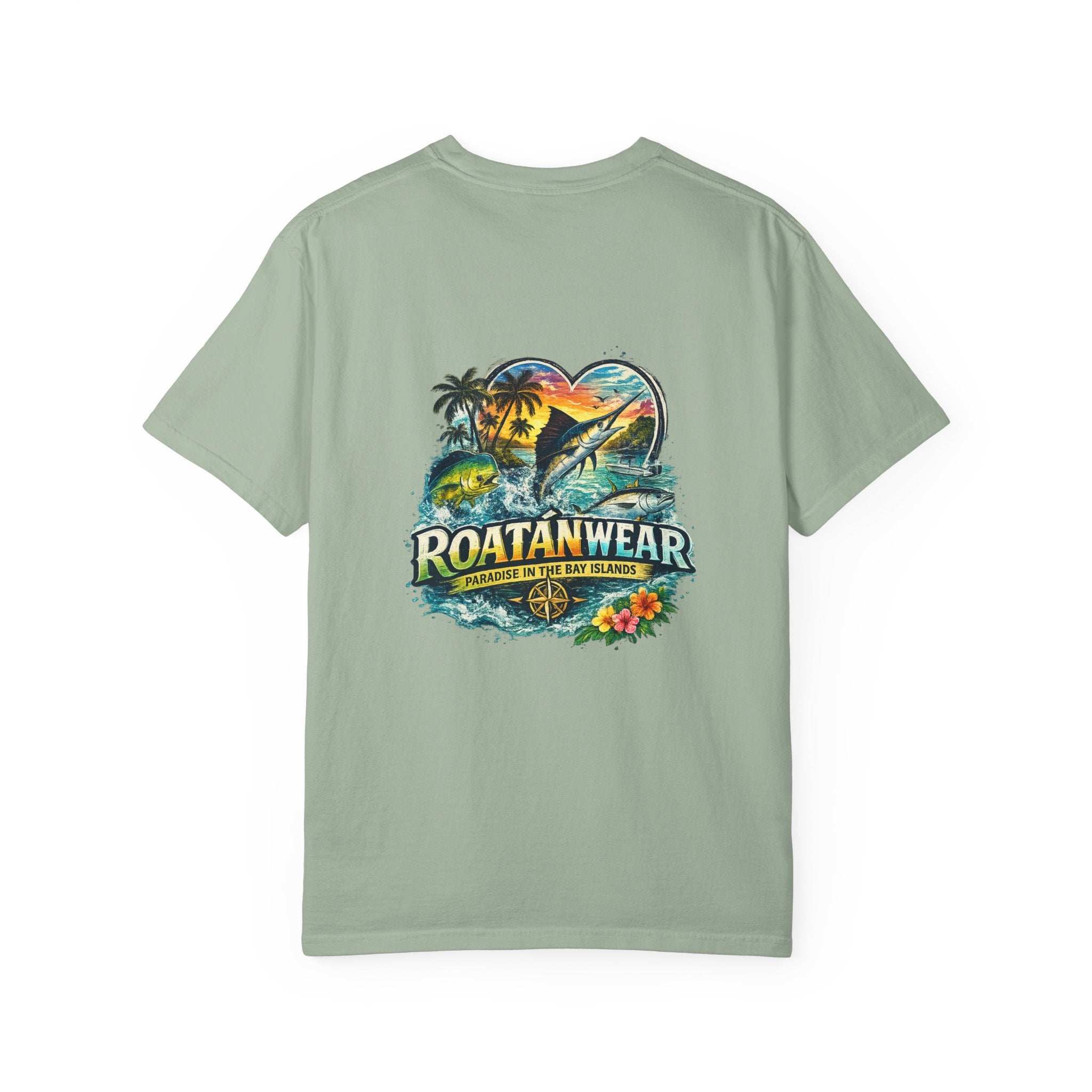 Roatan Beach T-Shirt — Tropical Dolphin Sunset Tee