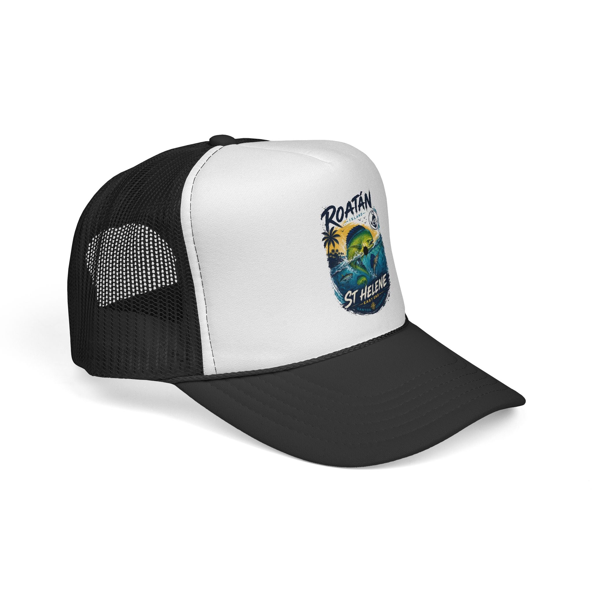 Roatan St. Helene Trucker Hat — Tropical Surf Mesh Cap