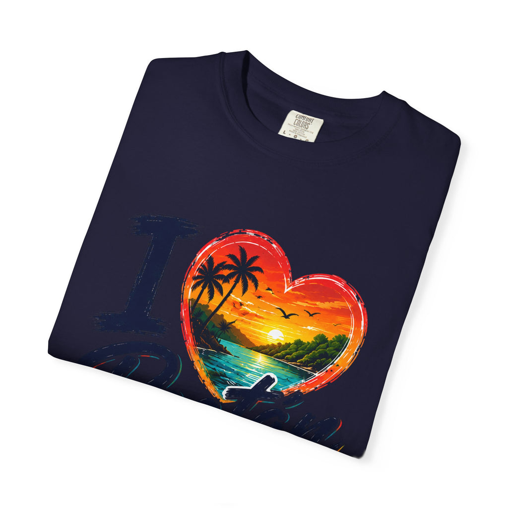 I Love Roatán East End T-Shirt — Tropical Heart Sunset Souvenir