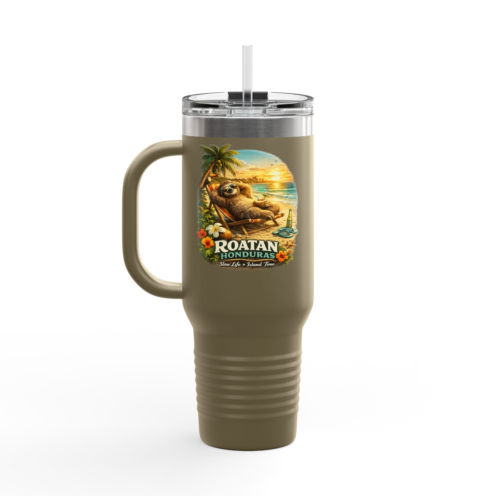 Roatan Honduras Tropical Sloth 40oz Insulated Travel Mug