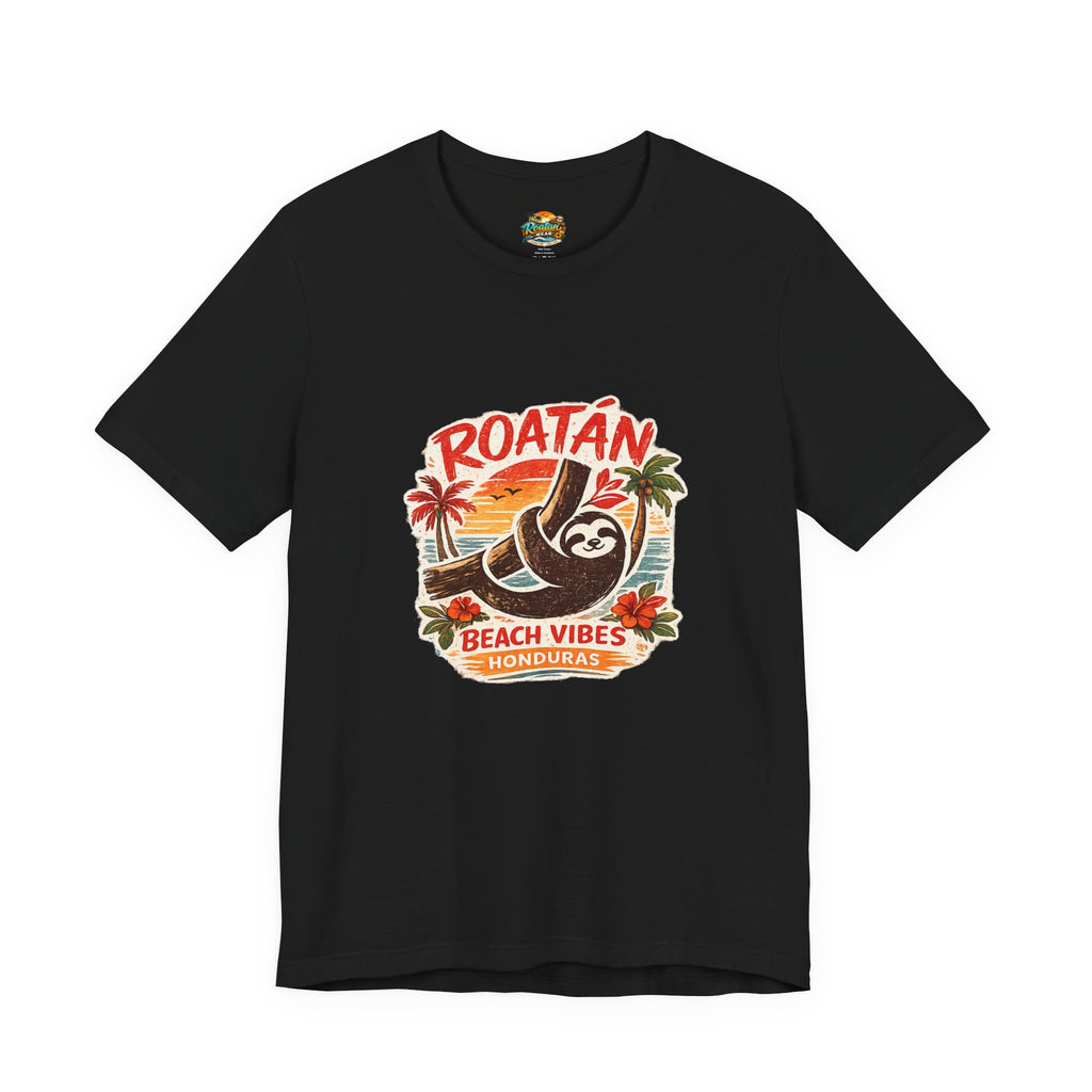 Roatán Beach Vibes Tee — Honduras Sloth Tropical Vacation T-Shirt