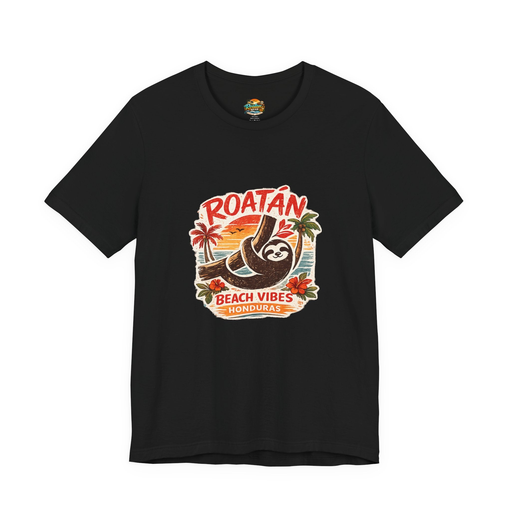 Roatán Beach Vibes Tee — Honduras Sloth Tropical Vacation T-Shirt