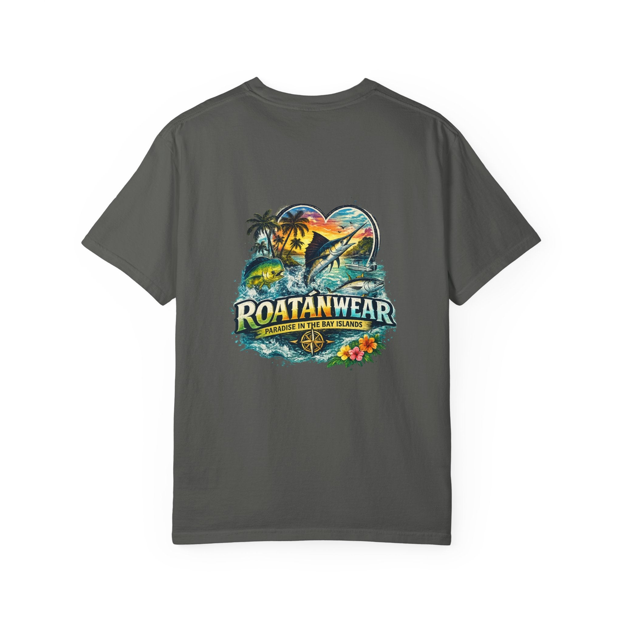 Roatan Beach T-Shirt — Tropical Dolphin Sunset Tee