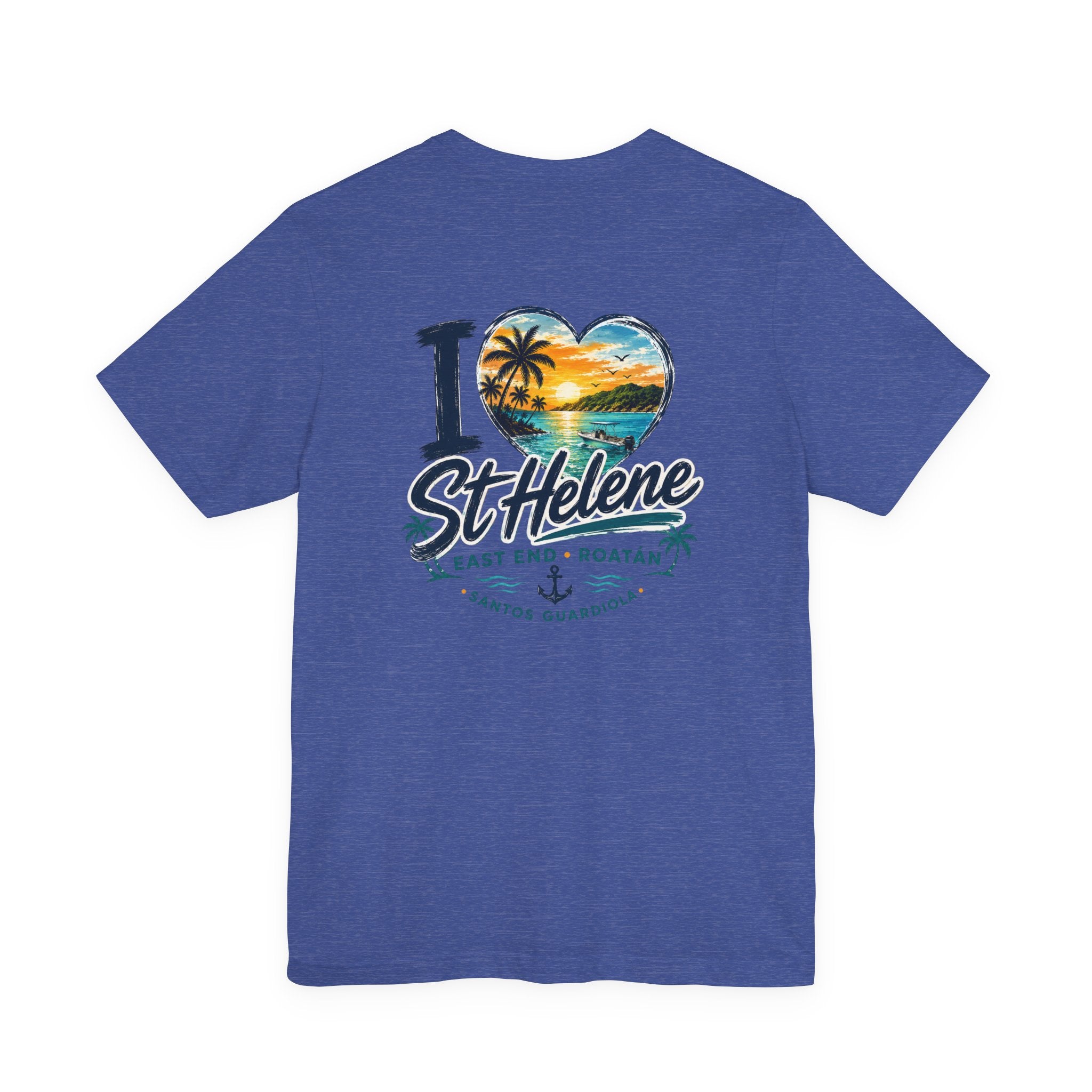 St. Helene Tropical Heart T-Shirt — "I  St Helene" Beach Sunset Tee