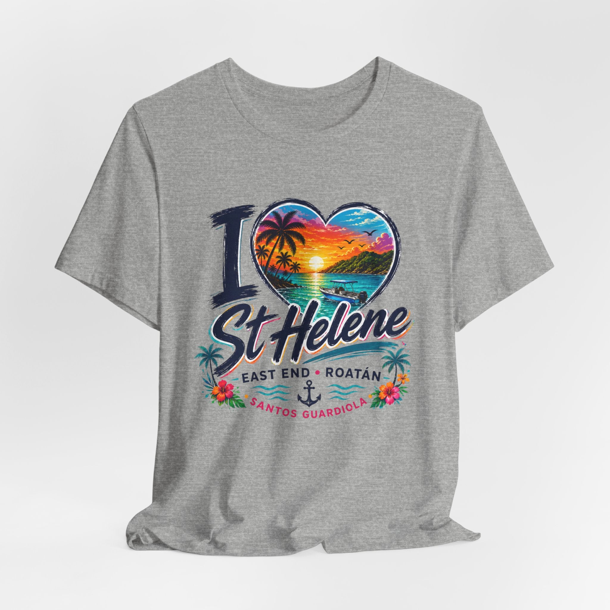 I  St Helene Sunset Beach T-Shirt — East End Roatán Vacation Tee