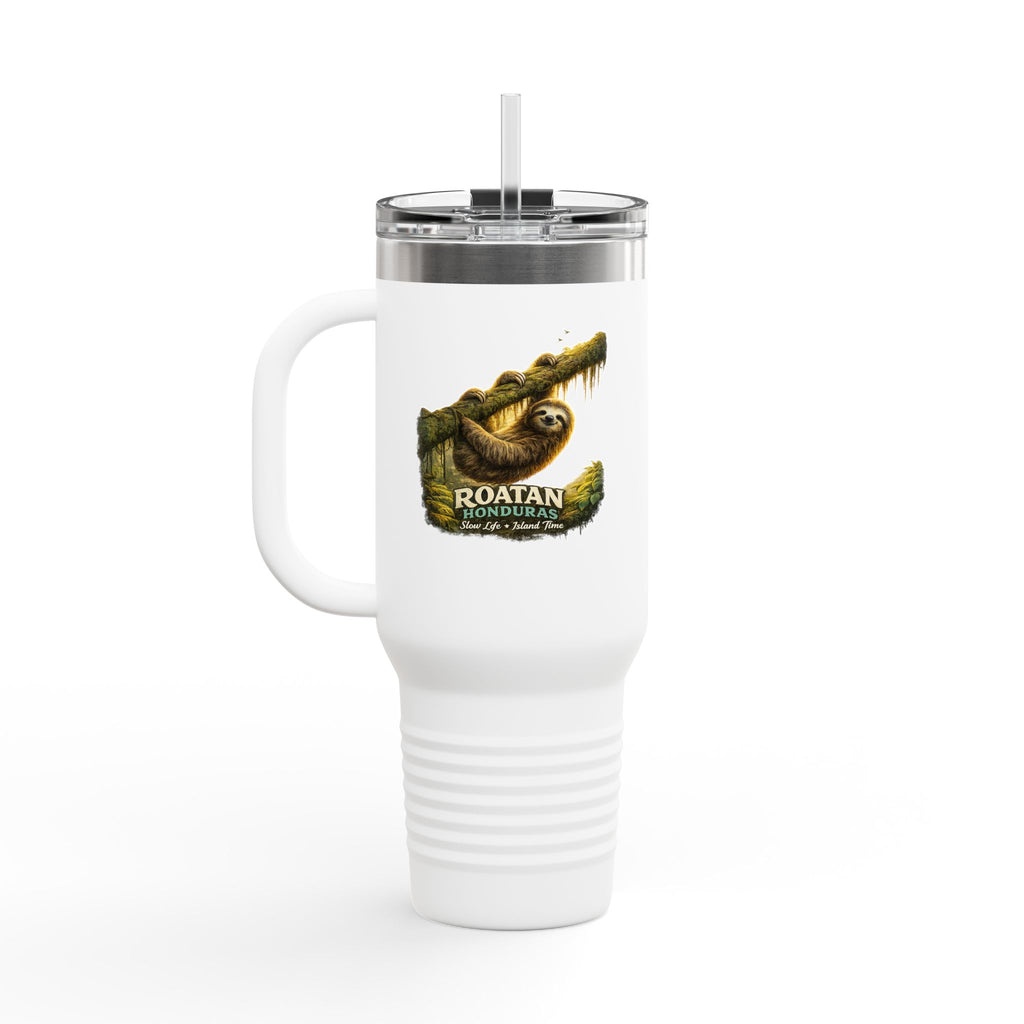 Roatán Sloth 40oz Insulated Travel Mug — Tropical Wildlife Coffee Tumbler