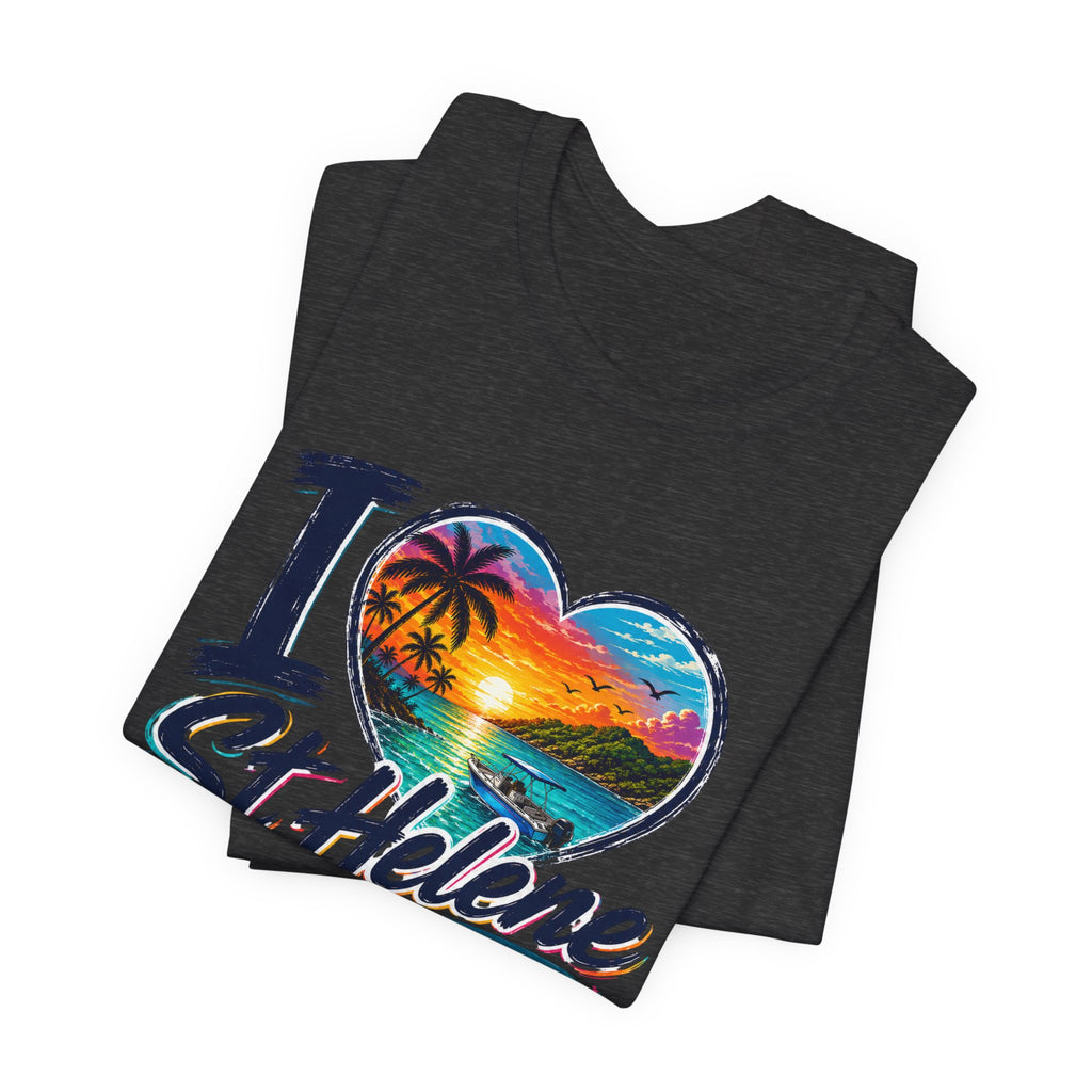 I  St Helene Sunset Beach T-Shirt — East End Roatán Vacation Tee