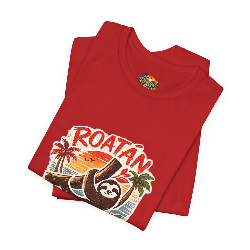 Roatán Beach Vibes Tee — Honduras Sloth Tropical Vacation T-Shirt