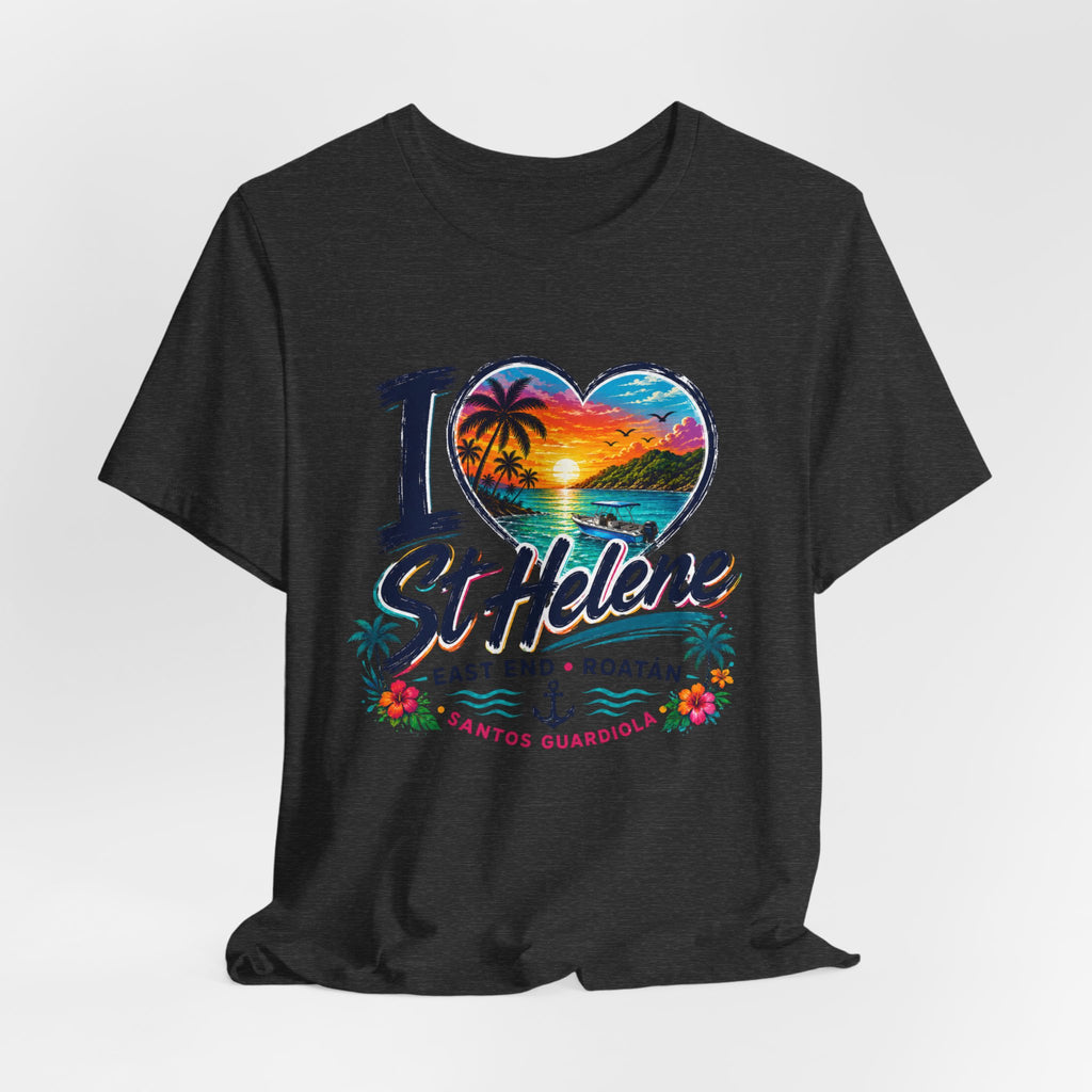 I  St Helene Sunset Beach T-Shirt — East End Roatán Vacation Tee