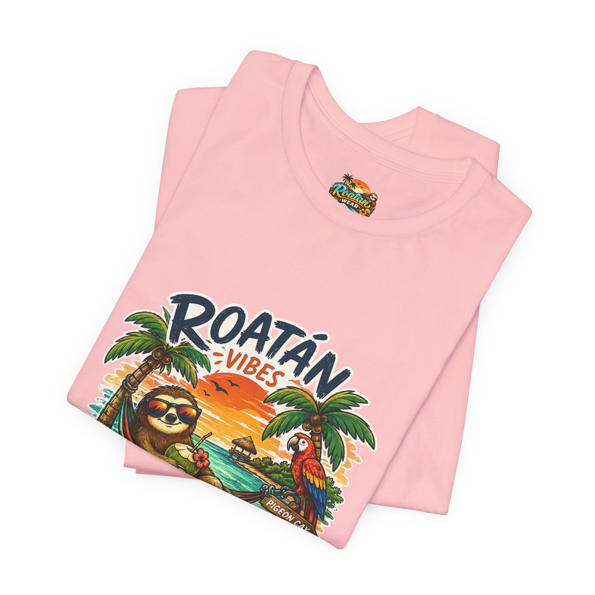 Roatán Vibes Honduras T-Shirt — Tropical Sloth Beach Vacation Tee