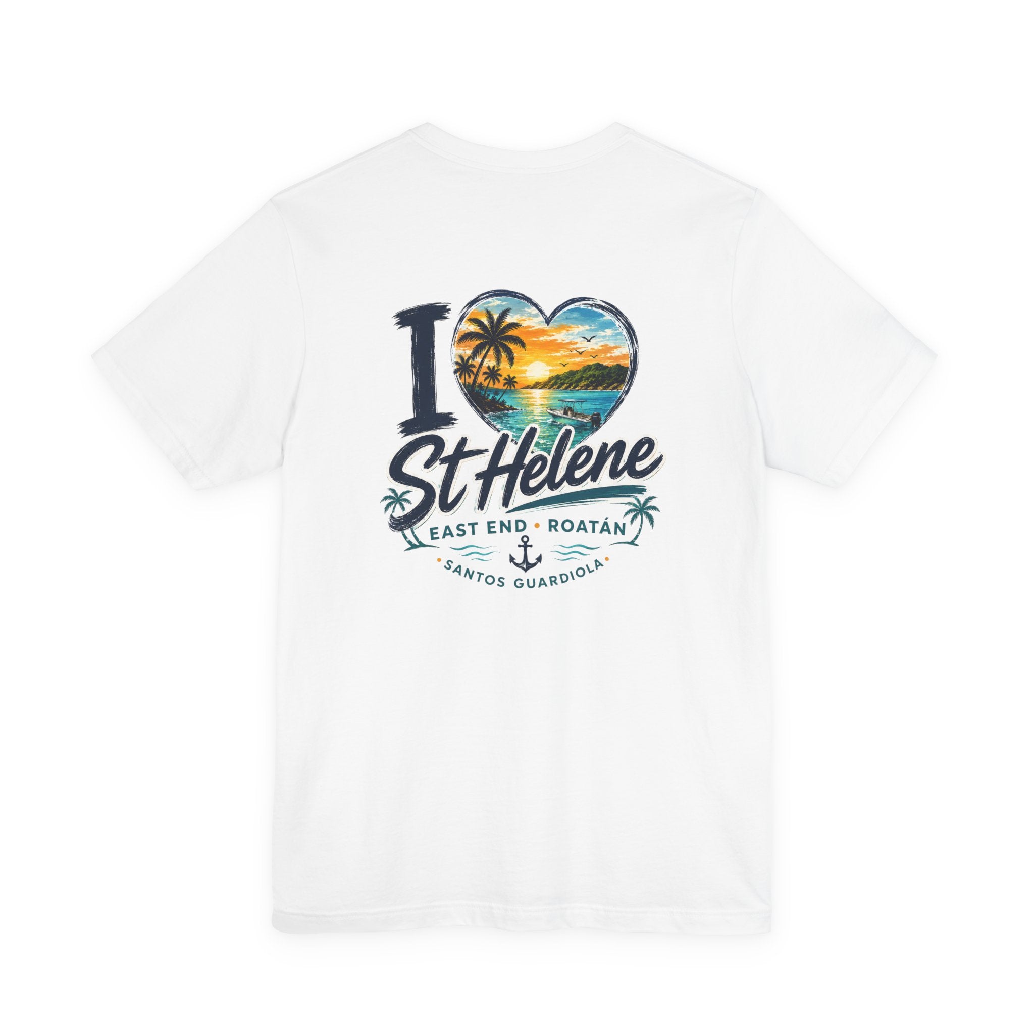 St. Helene Tropical Heart T-Shirt — "I  St Helene" Beach Sunset Tee