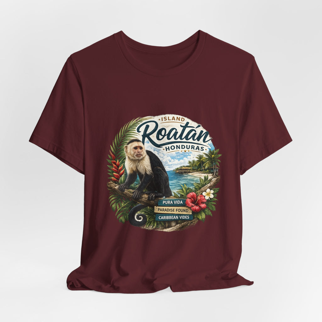 Roatán Honduras Vacation T‑Shirt — Tropical Island Monkey Souvenir