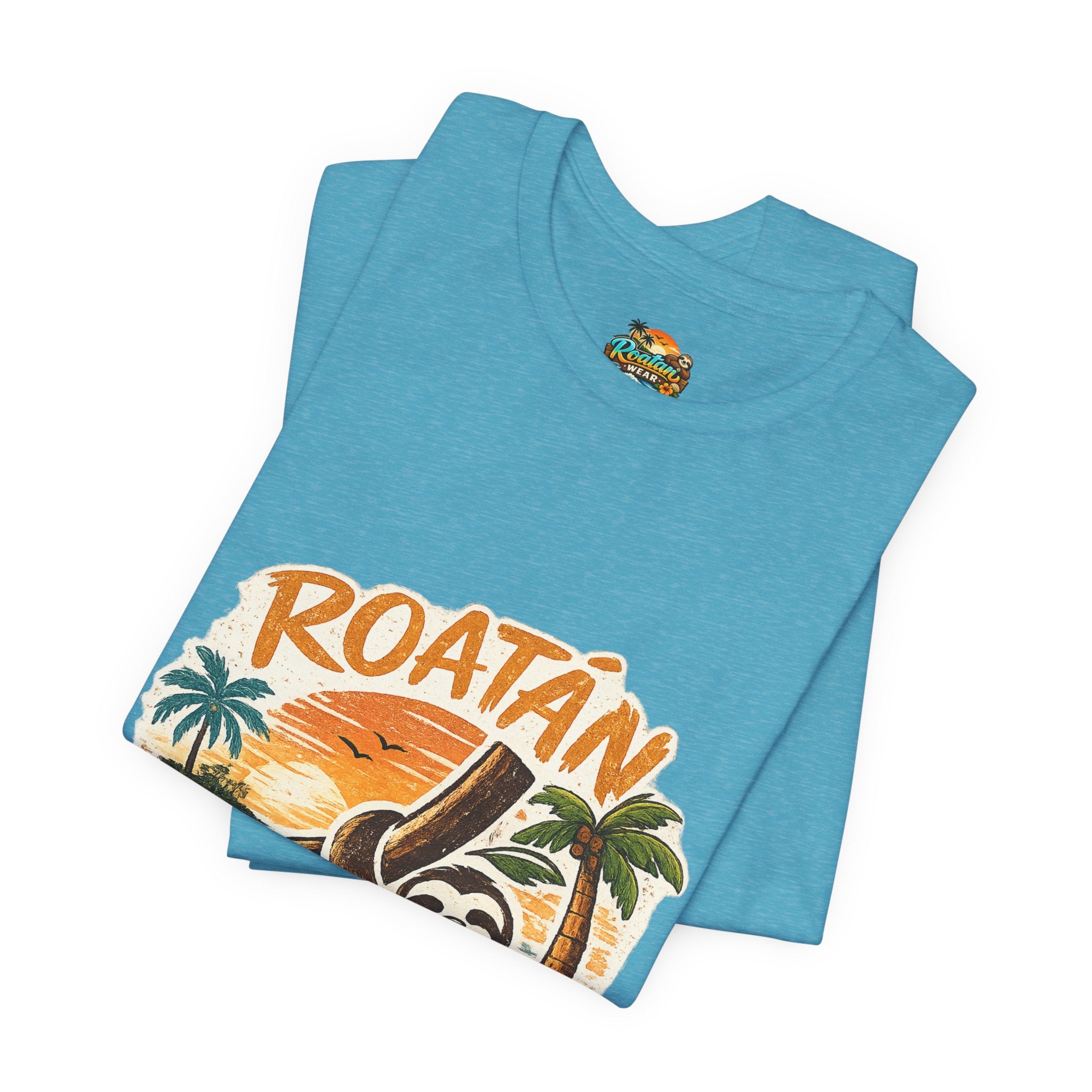 Roatán Island Escape T‑Shirt — Tropical Sloth Vacation Tee