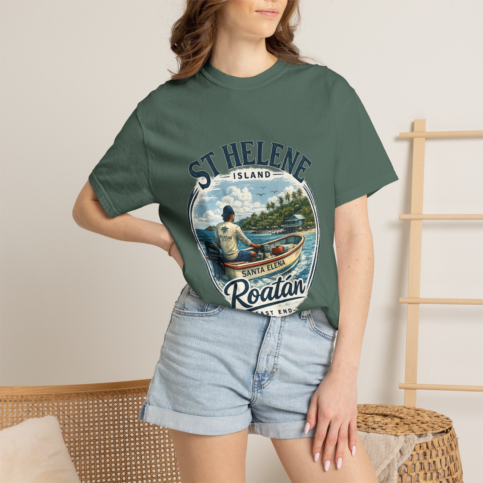 St. Helene Island Roatán Vintage Fishing T-Shirt