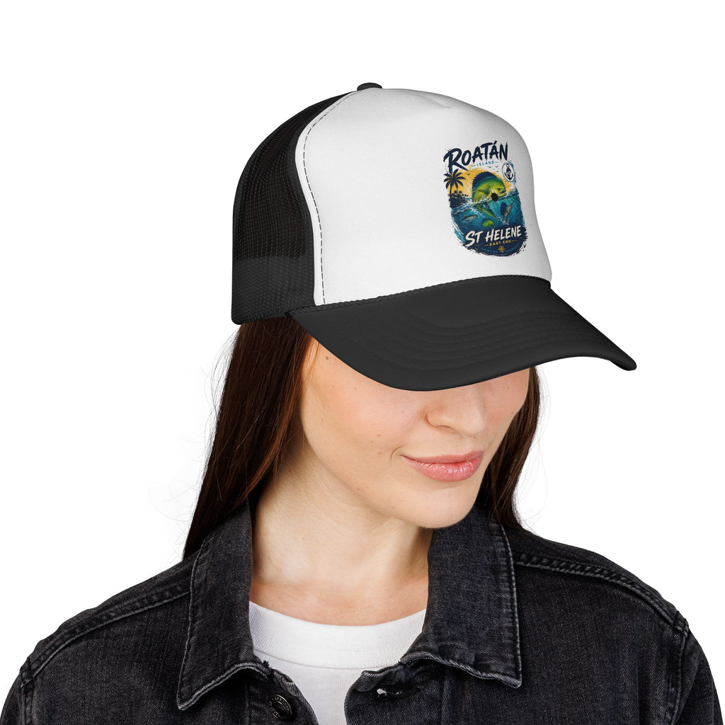 Roatan St. Helene Trucker Hat — Tropical Surf Mesh Cap