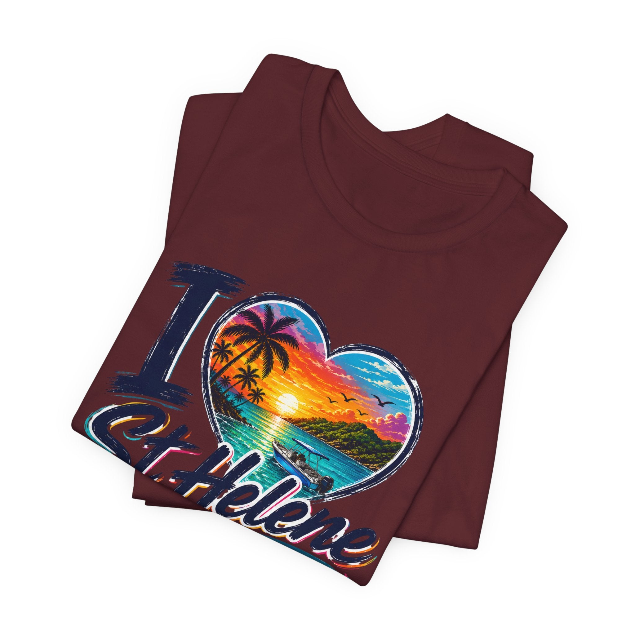 I  St Helene Sunset Beach T-Shirt — East End Roatán Vacation Tee