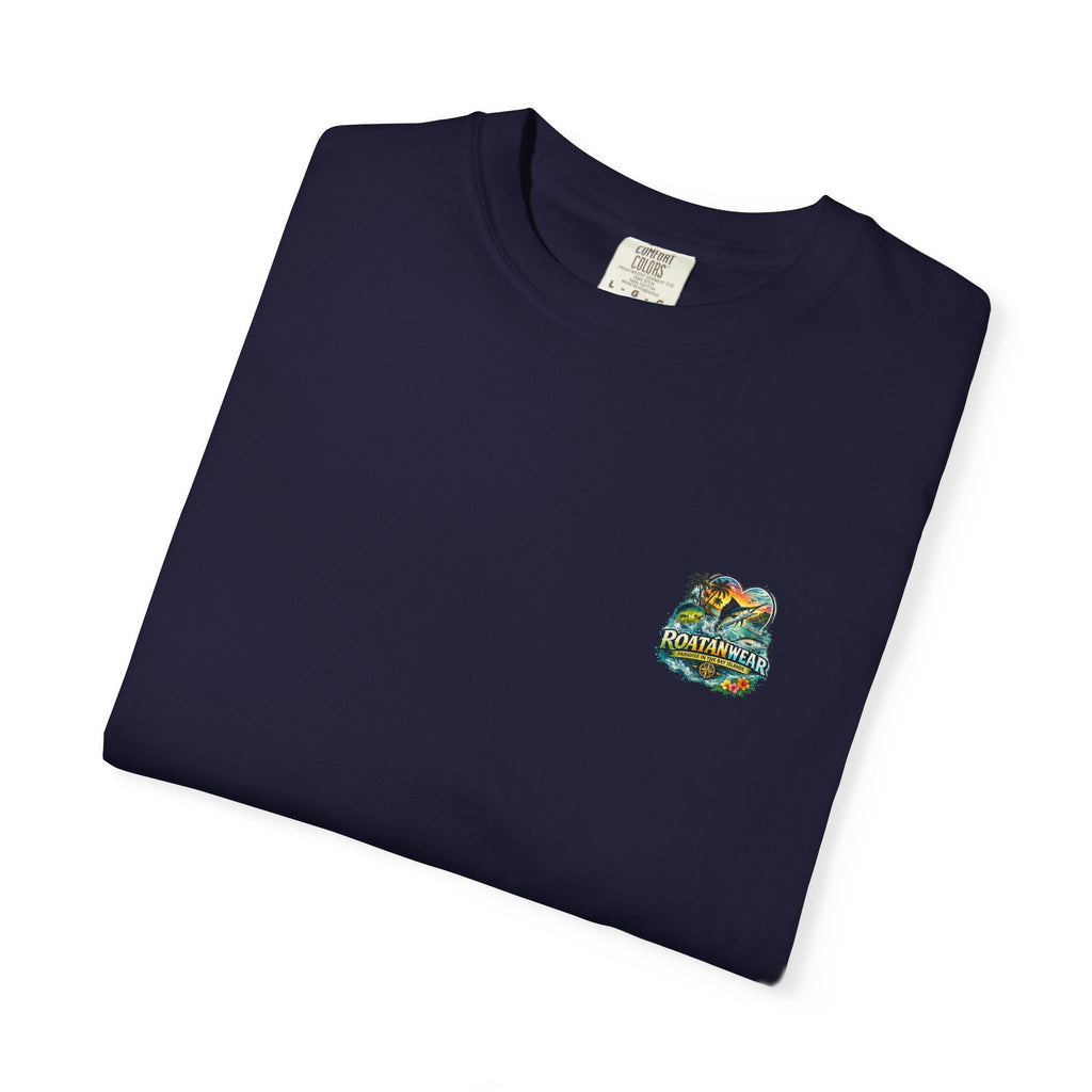 Roatan Beach T-Shirt — Tropical Dolphin Sunset Tee