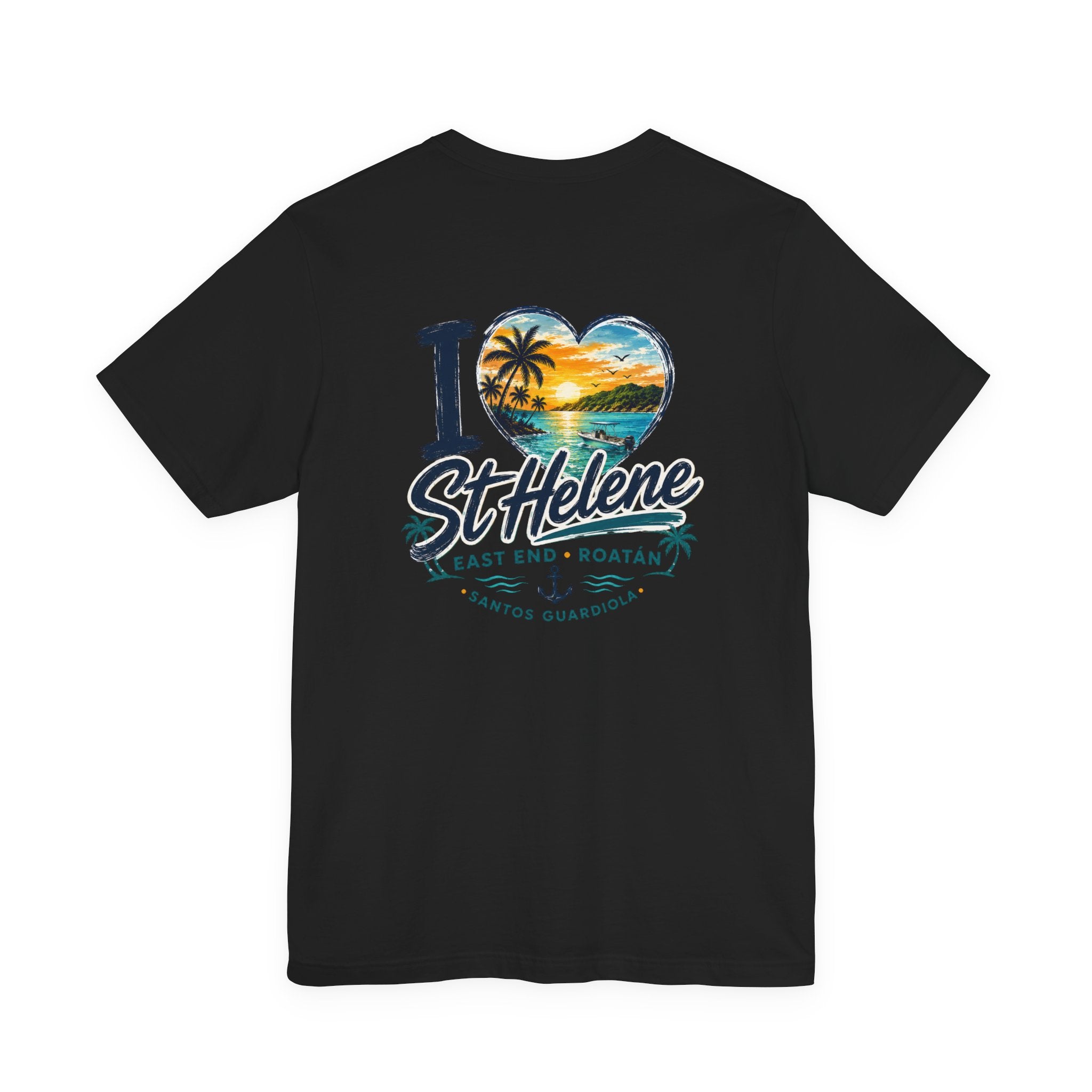 St. Helene Tropical Heart T-Shirt — "I  St Helene" Beach Sunset Tee
