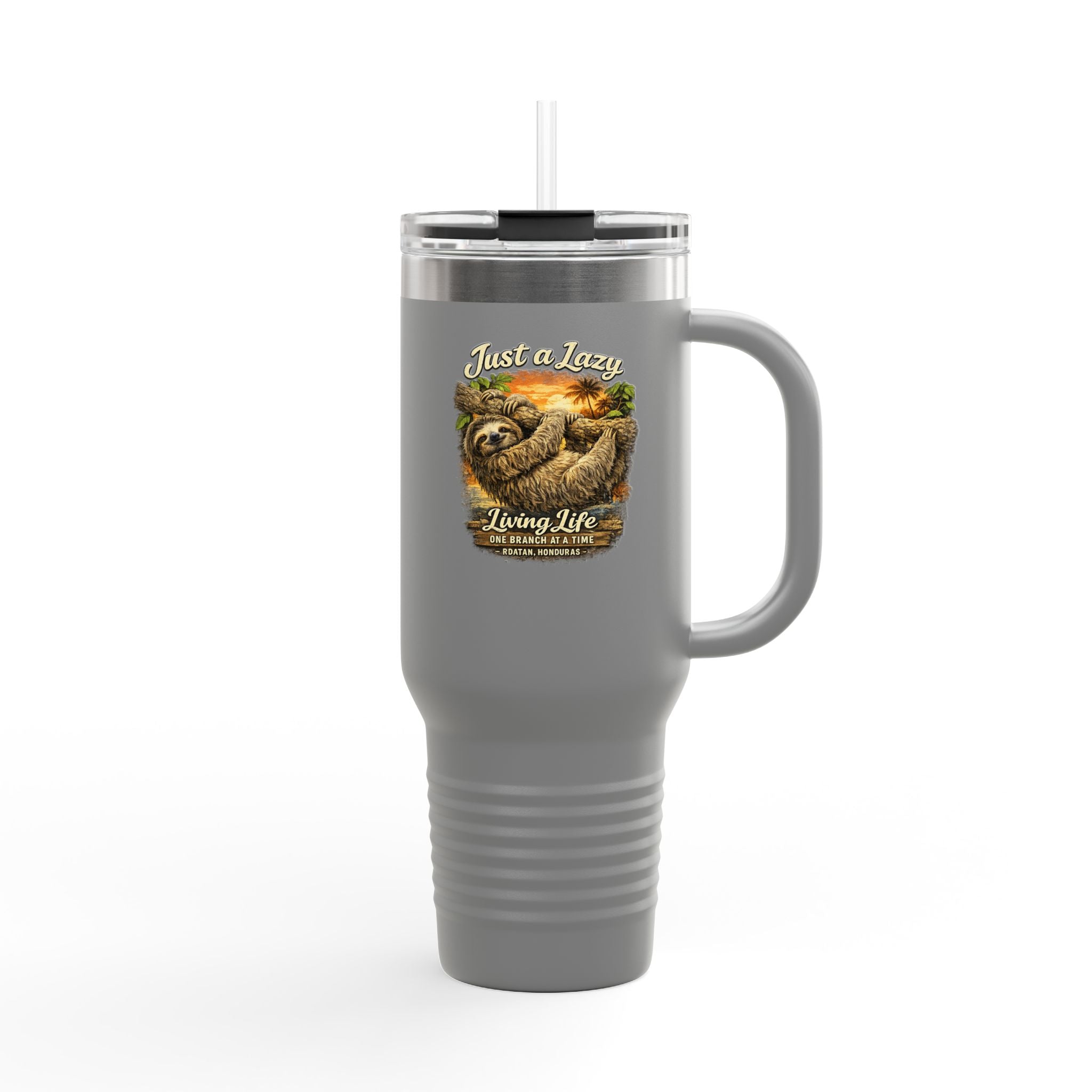 40oz Insulated Travel Mug — 'Just a Sloth Living Life' Cute Sloth Coffee Tumbler