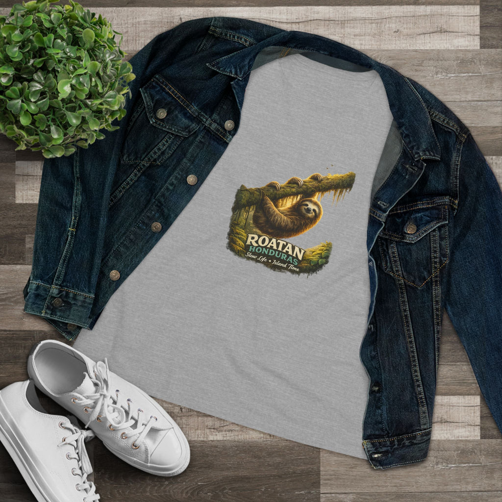 Roatan Sloth Graphic Tee - Women's Travel Souvenir T-Shirt