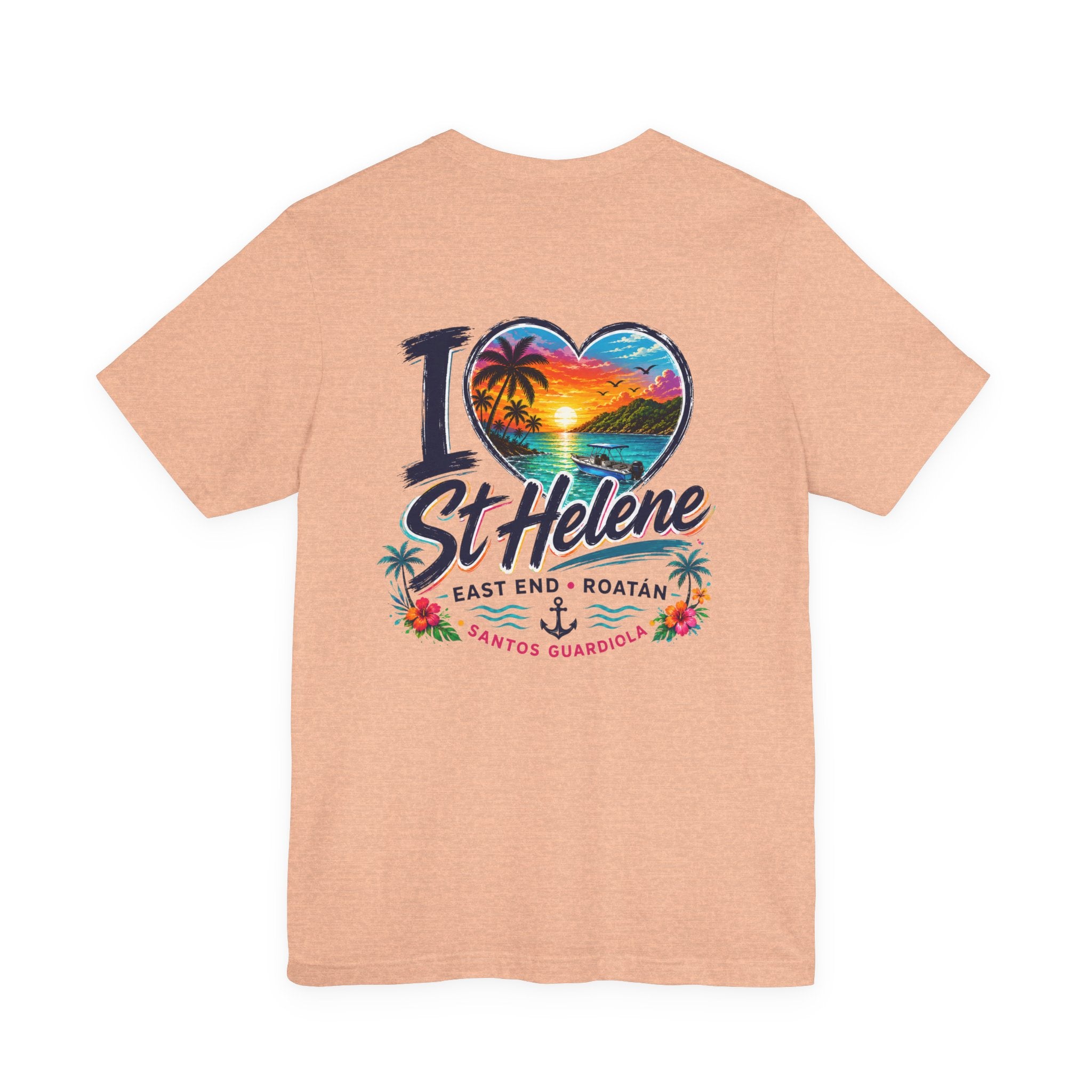I  St Helene Sunset Beach T-Shirt — East End Roatán Vacation Tee