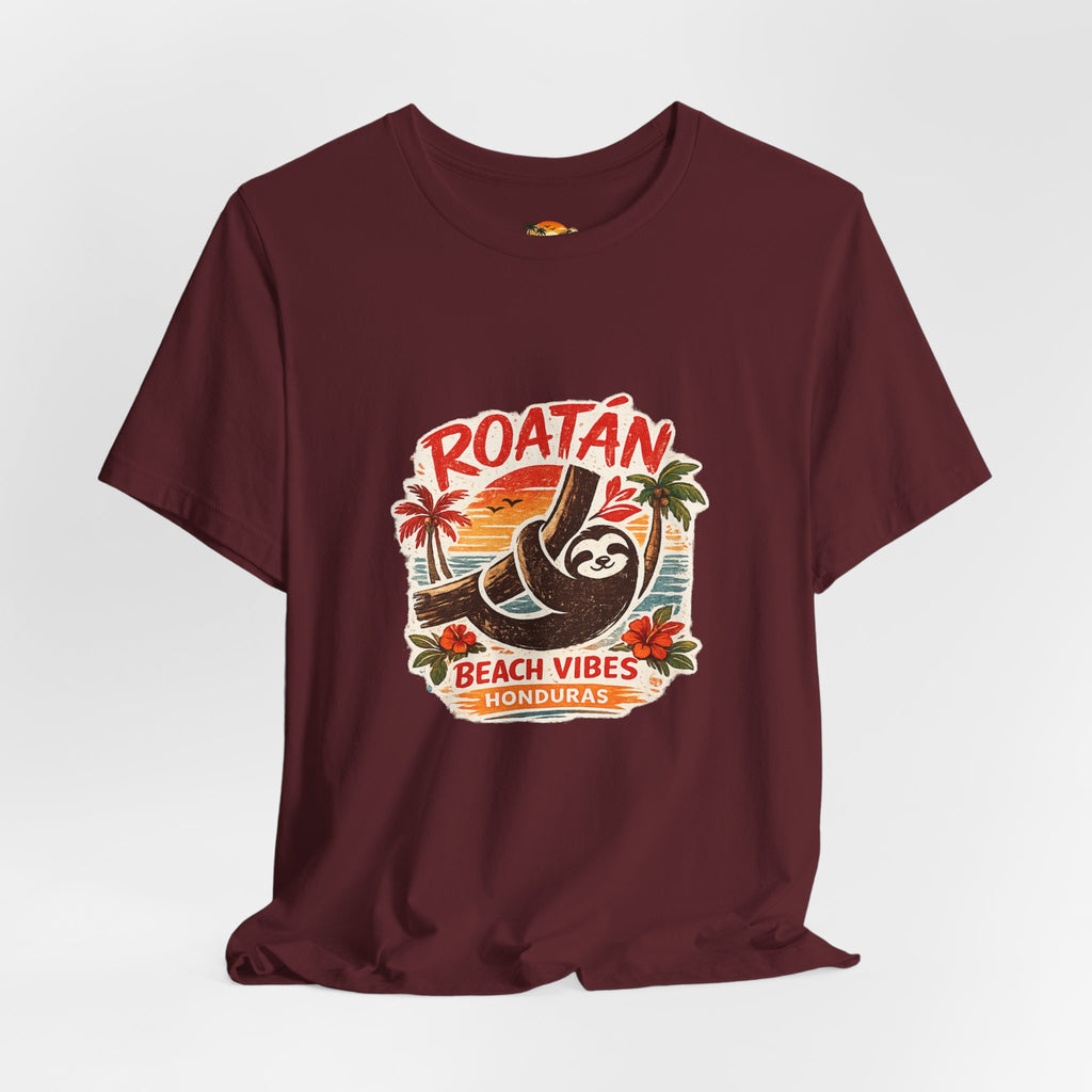 Roatán Beach Vibes Tee — Honduras Sloth Tropical Vacation T-Shirt