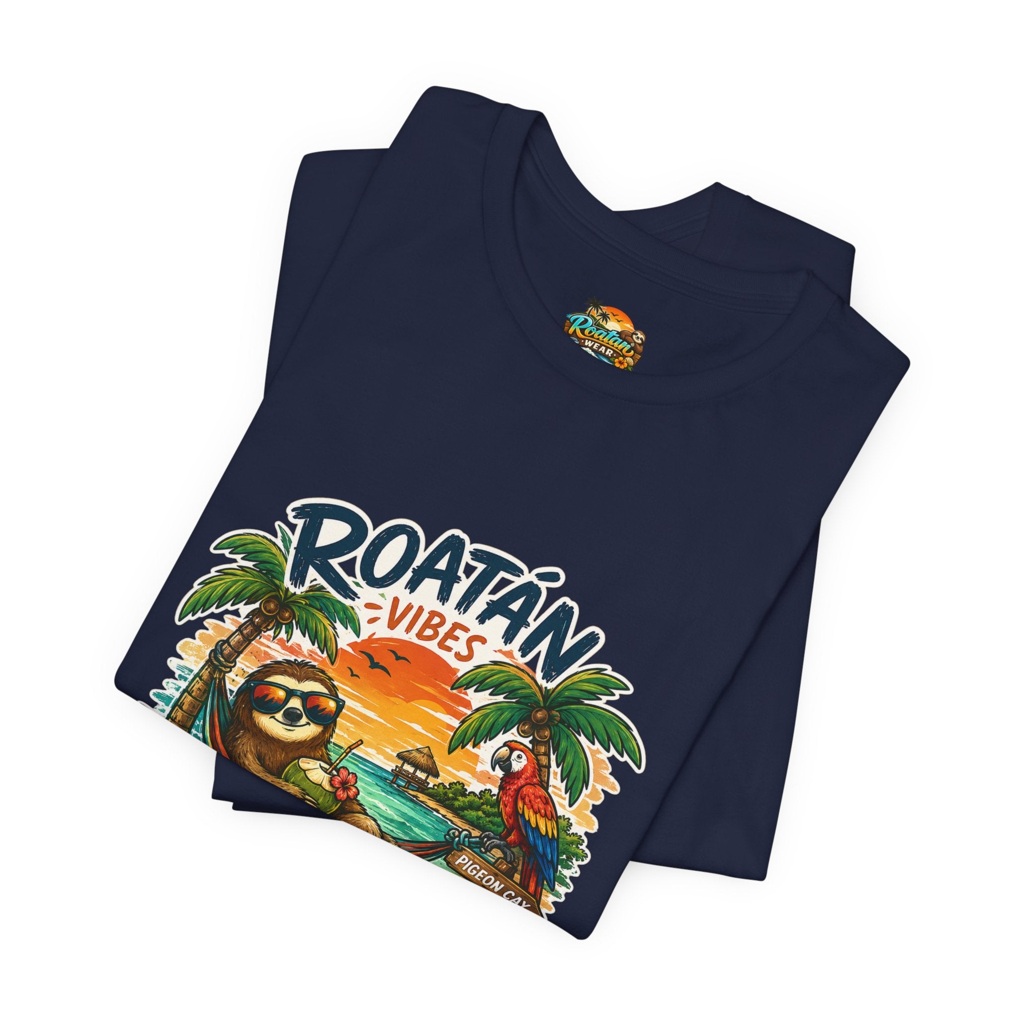 Roatán Vibes Honduras T-Shirt — Tropical Sloth Beach Vacation Tee