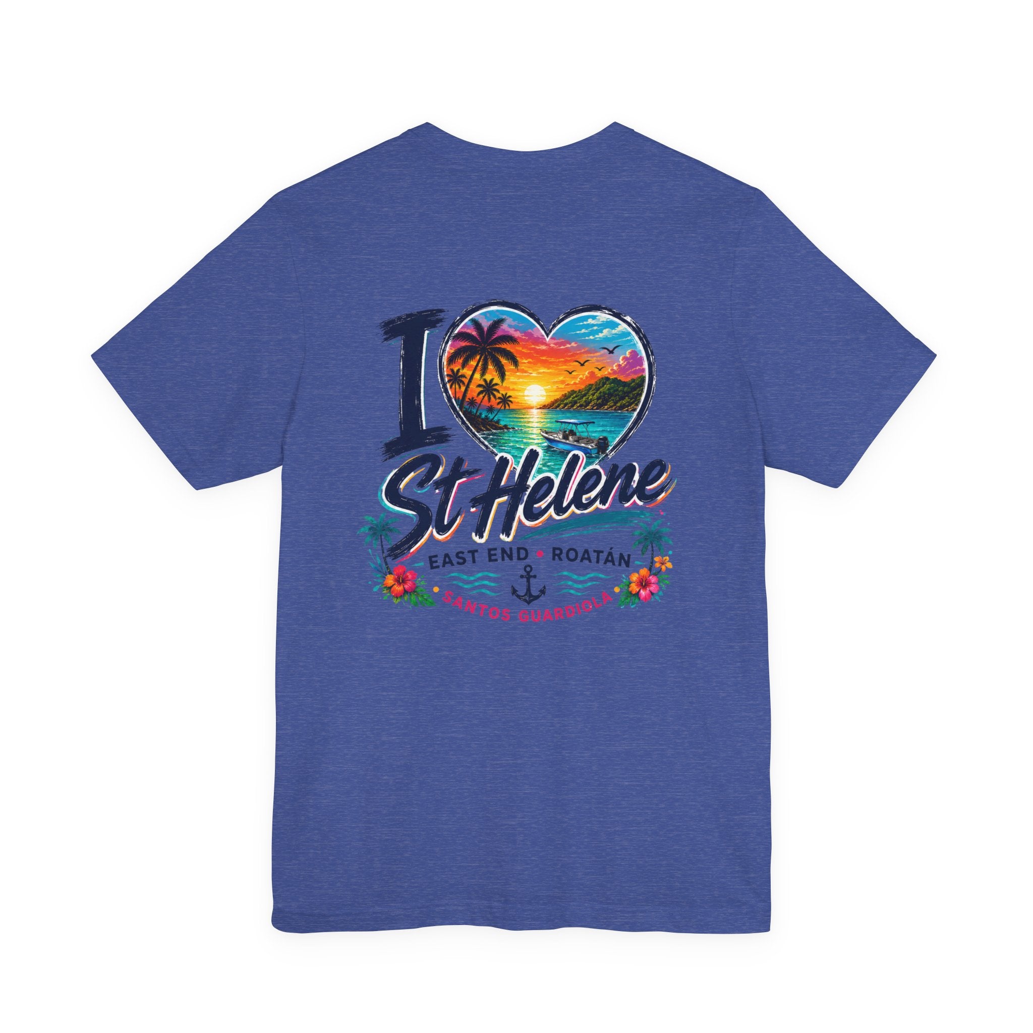 I  St Helene Sunset Beach T-Shirt — East End Roatán Vacation Tee