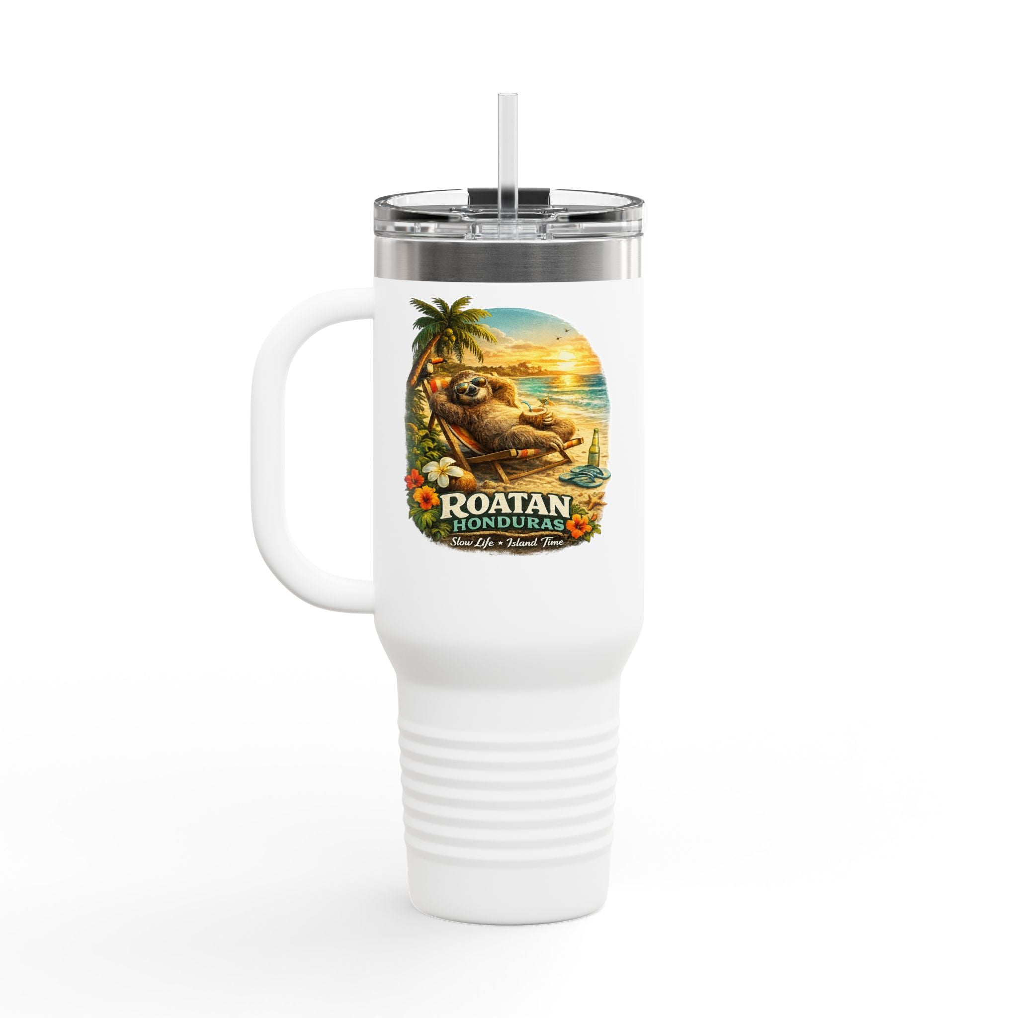 Roatan Honduras Tropical Sloth 40oz Insulated Travel Mug